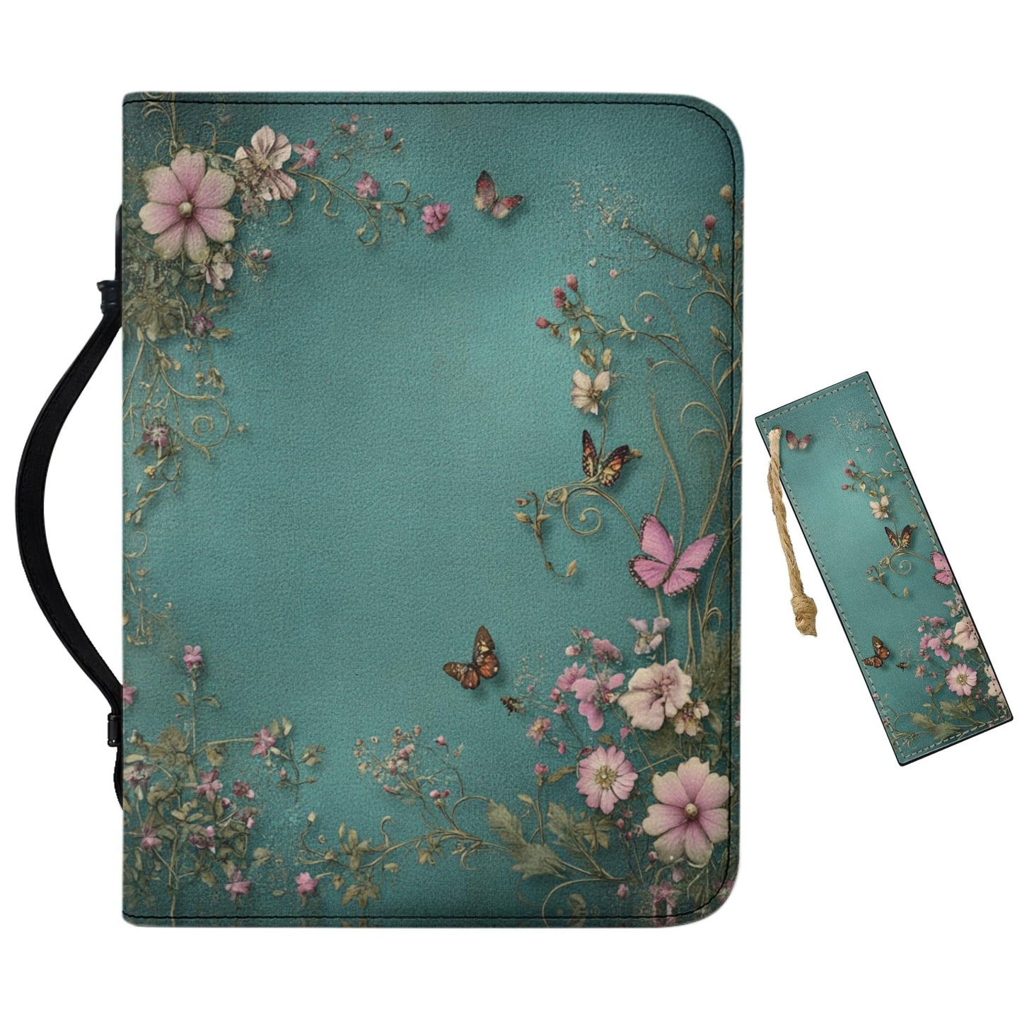Bible Cover Case for Women, Green Bible Covers for Women, Cases for Woman Large Size with Bookmark Daisy Butterfly,X-Large