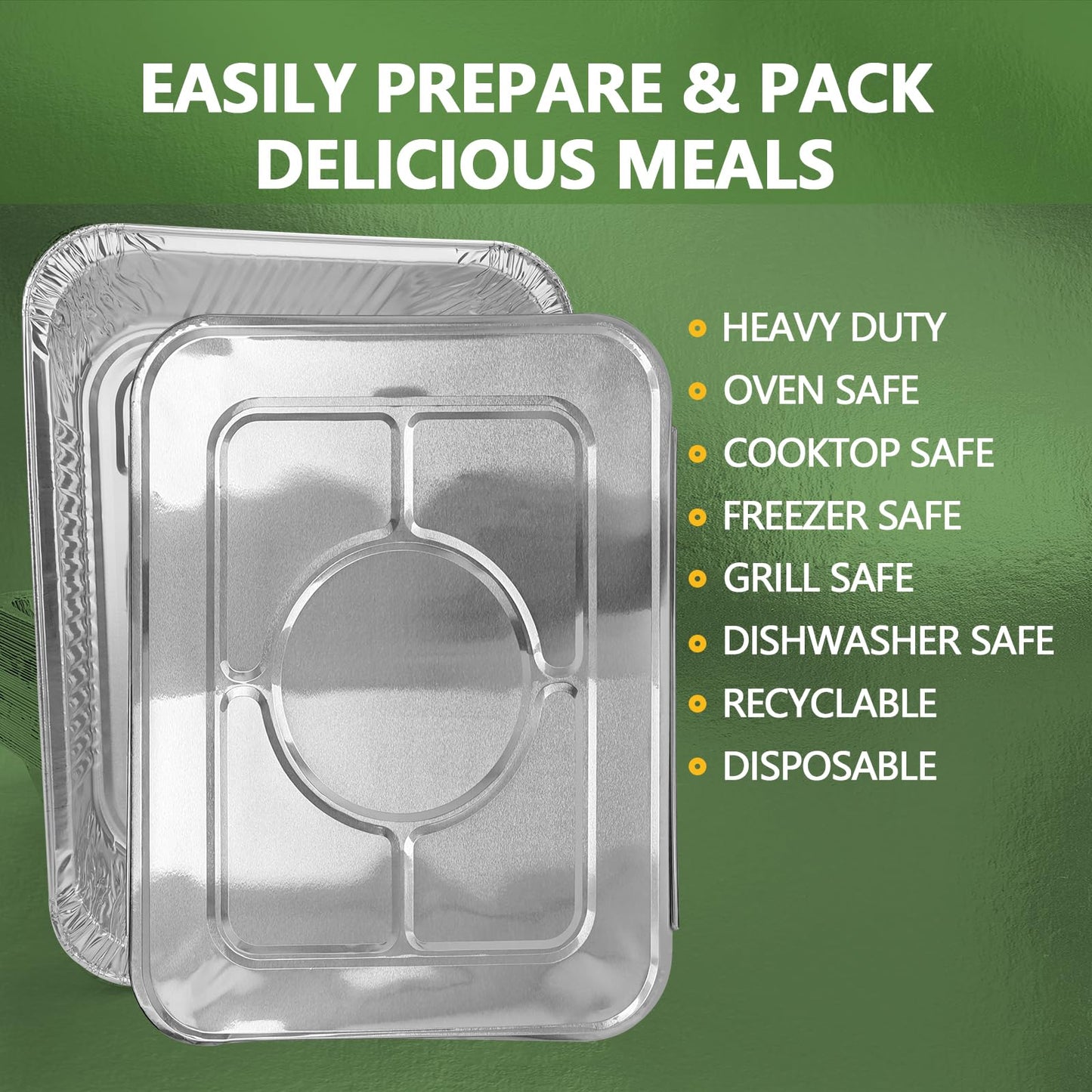 Demiwise Thickened 20 Pack Heavy Duty Aluminum Pans with Lids, 9x13 Aluminum Foil Pans Disposable, Half Size Steam Table Foil Baking Tray for Cooking, Baking, Roasting & Chafing, Carton Packaging