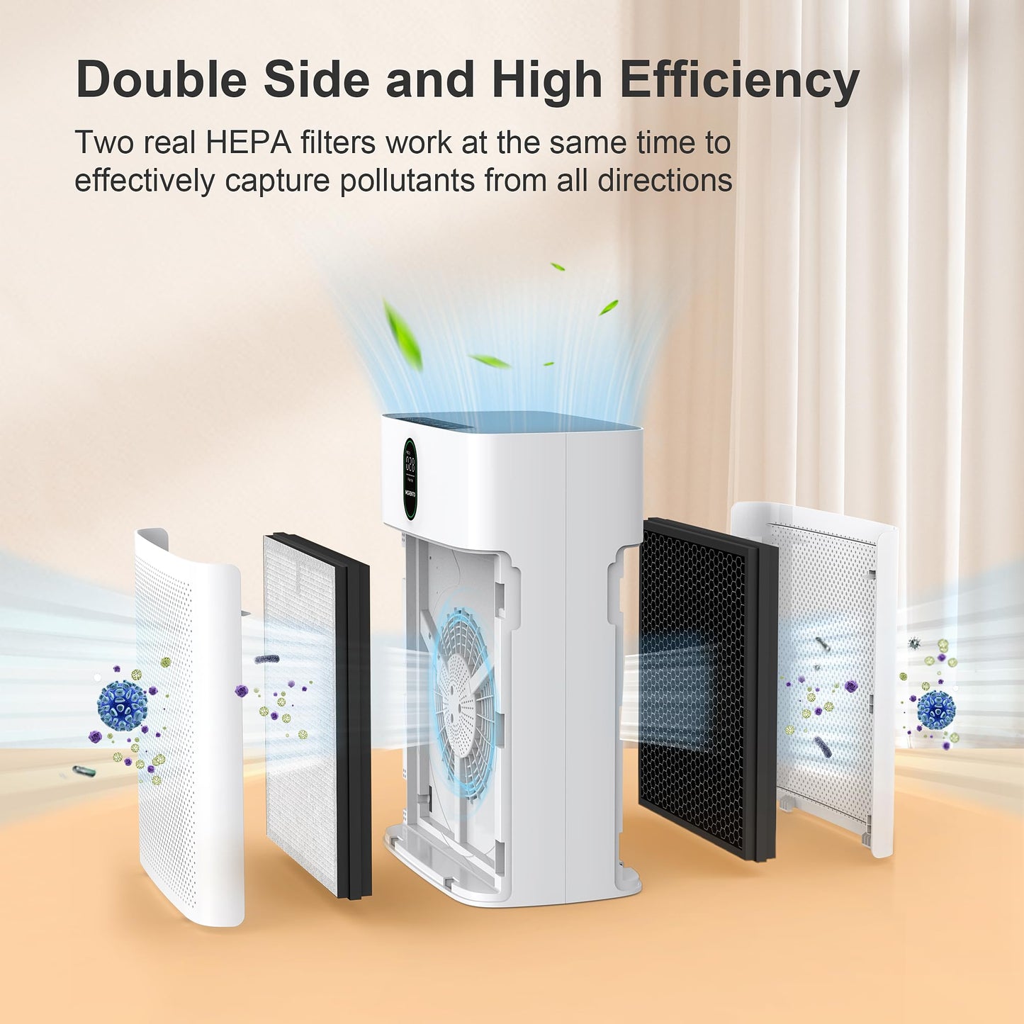 MORENTO 4 Pack HY4866 Genuine Air Purifier Replacement Filter for HY4866 Air Purifier, Enhanced Version