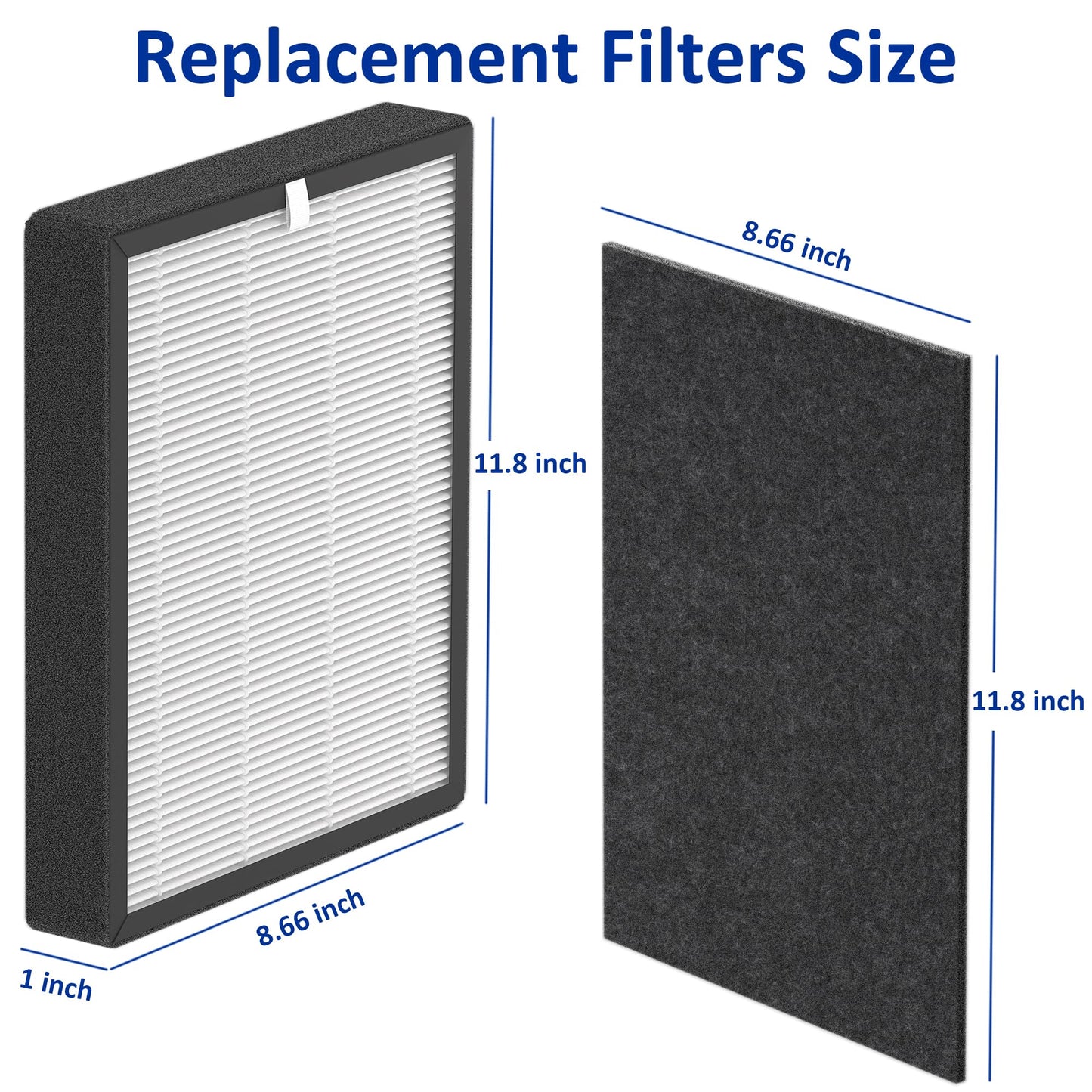 ProHEPA 9000 True HEPA Replacement Filters Compatible with VEVA ProHEPA 9000 Puri-fiers, 4 pack H13 True HEPA Filters & 4 Activated Carbon Pre-Filters