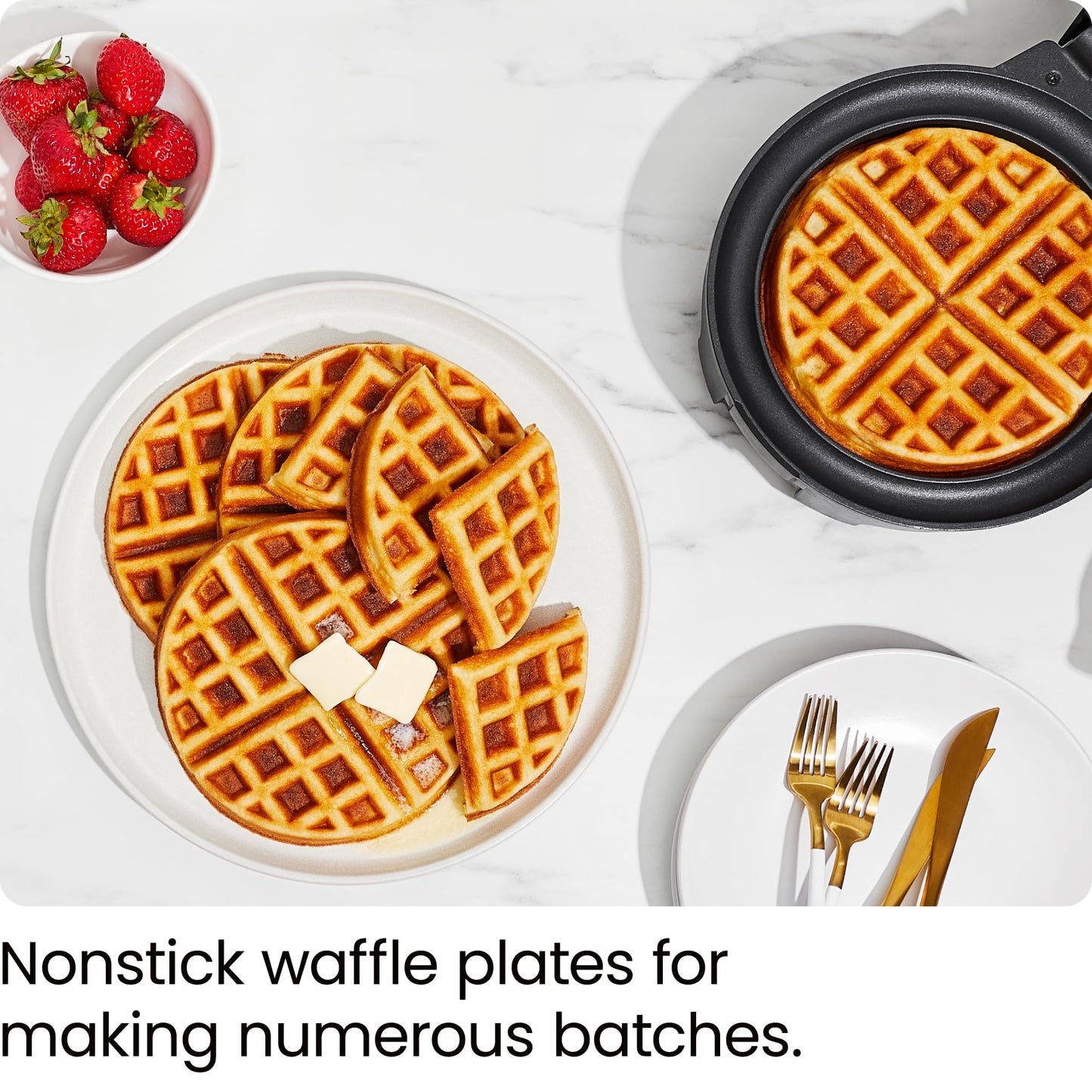 Chefman Anti-Overflow Belgian Waffle Maker w/Shade Selector, Temperature Control Mess Free Moat, Round Iron w/Nonstick Plates & Cool Touch Handle, Measuring Cup Included, Red