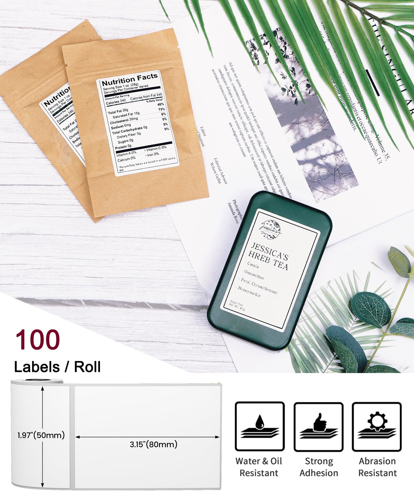 Phomemo [6x90 pcs] Original Labels for M110 M220 M221 M120 M200, 6 Rolls, 1.97''x3.15'' (50x80mm), 90 Label/Roll, Square, White, Also Support Phomemo Shipping Printer for Barcode, Address