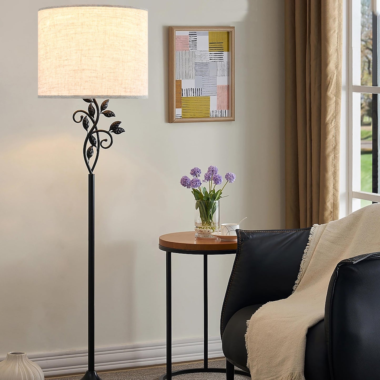 GO&SO Oatmeal Linen Lamp shades Large Drum Linen Lampshade 16" Top x 16" Bottom x 10" High (Spider) Farmhouse Lampshade for Table & Floor Lamp - Lampshades Replacement