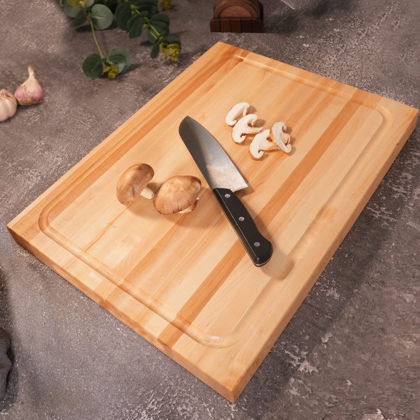 CONSDAN Hard Maple Wood Cutting Board for Kitchen, USA Grown Hardwood, 16 x 12, with Invisible Inner Handle, Prefinished with Food-Grade Oil, Suitable for Kitchen Edge Grain, 1-1/2" Thick