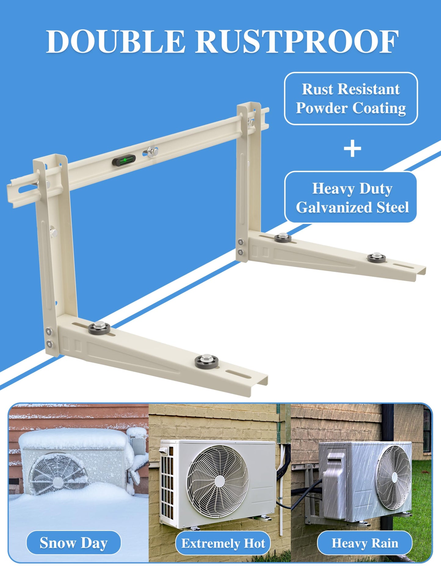 Mini Split Wall Mounting Bracket Outdoor, for 7000-12000 BTU Universal Ductless Air Conditioners, Heat Pumps, Heavy-Duty Mini Split AC Mount, Foldable Mini Split Bracket Max 400 Lb Capacity