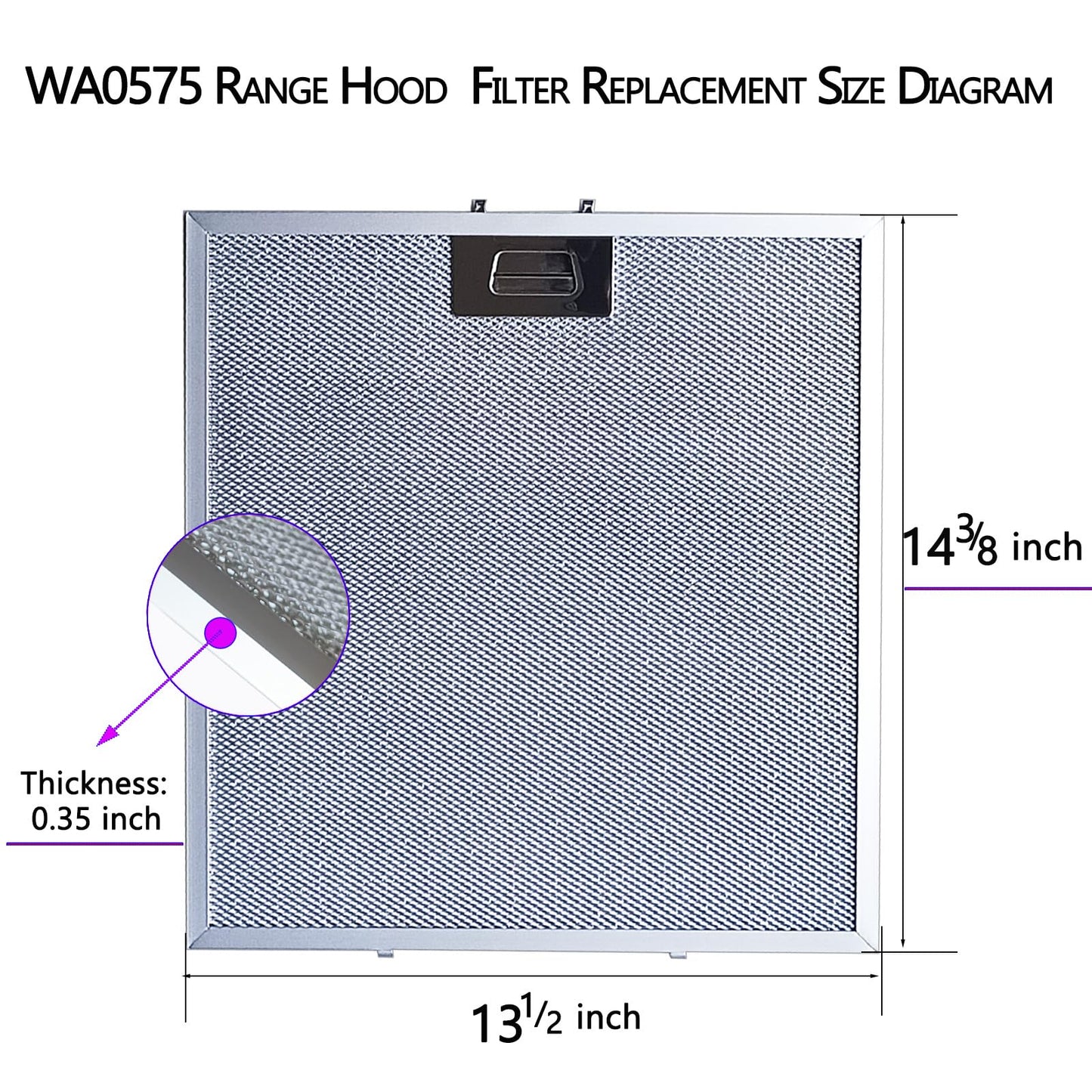 2-Pack WA0575 Range Hood Filters13.5" x 14.37" Fits COSMO COS-5U30 Vissani 30-inch Pyramid and WA0575 Wall Mount 5-Layer Stove Vent Grease Filter Replacement With Stainless Latch