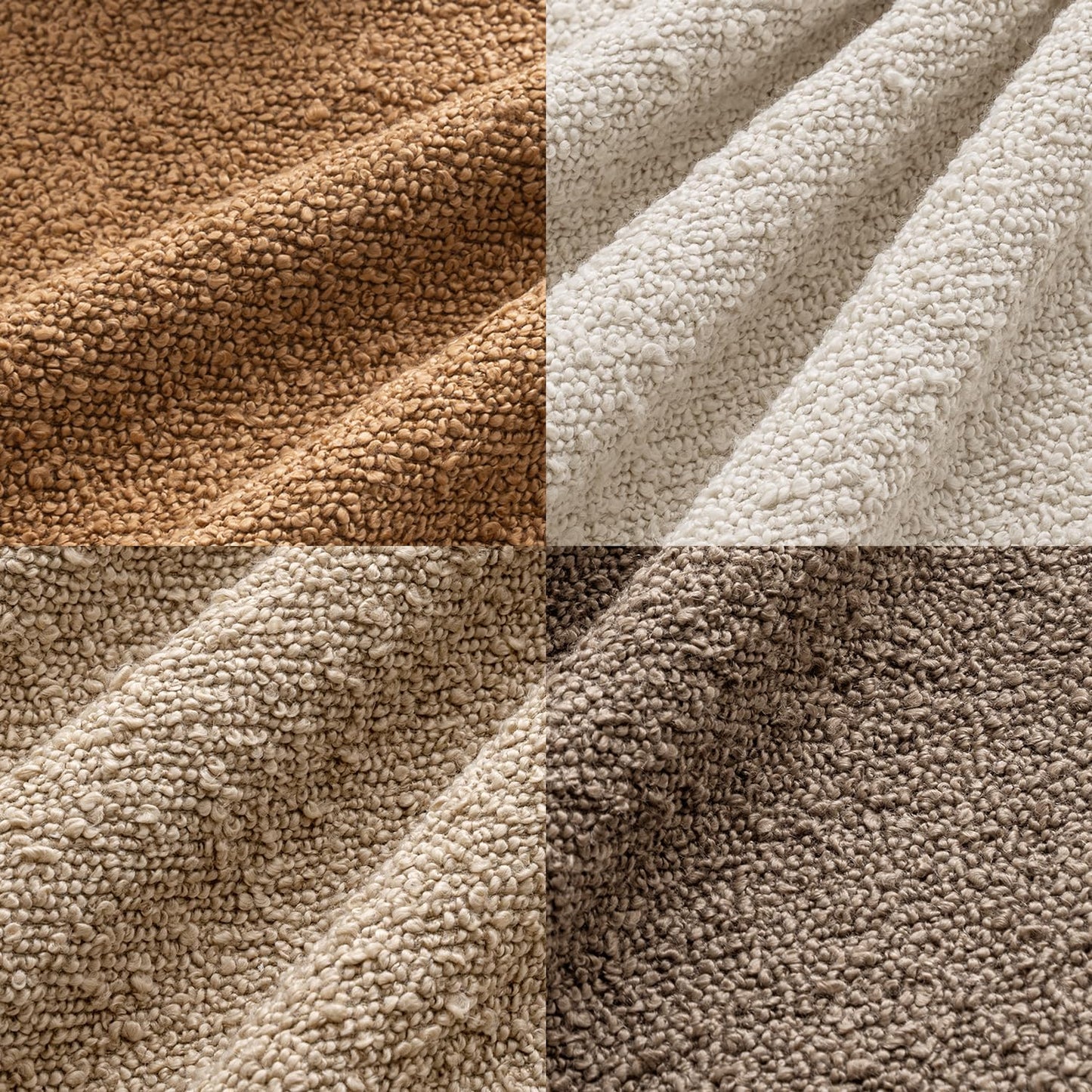 MIULEE Pack of 4 Decorative Textured Boucle Throw Pillow Covers 18x18 Inch Neutral Brown Accent Solid Pillow Cases Couch Cushion Covers for Modern Farmhouse Boho Chair Sofa Bed Room Home Decor
