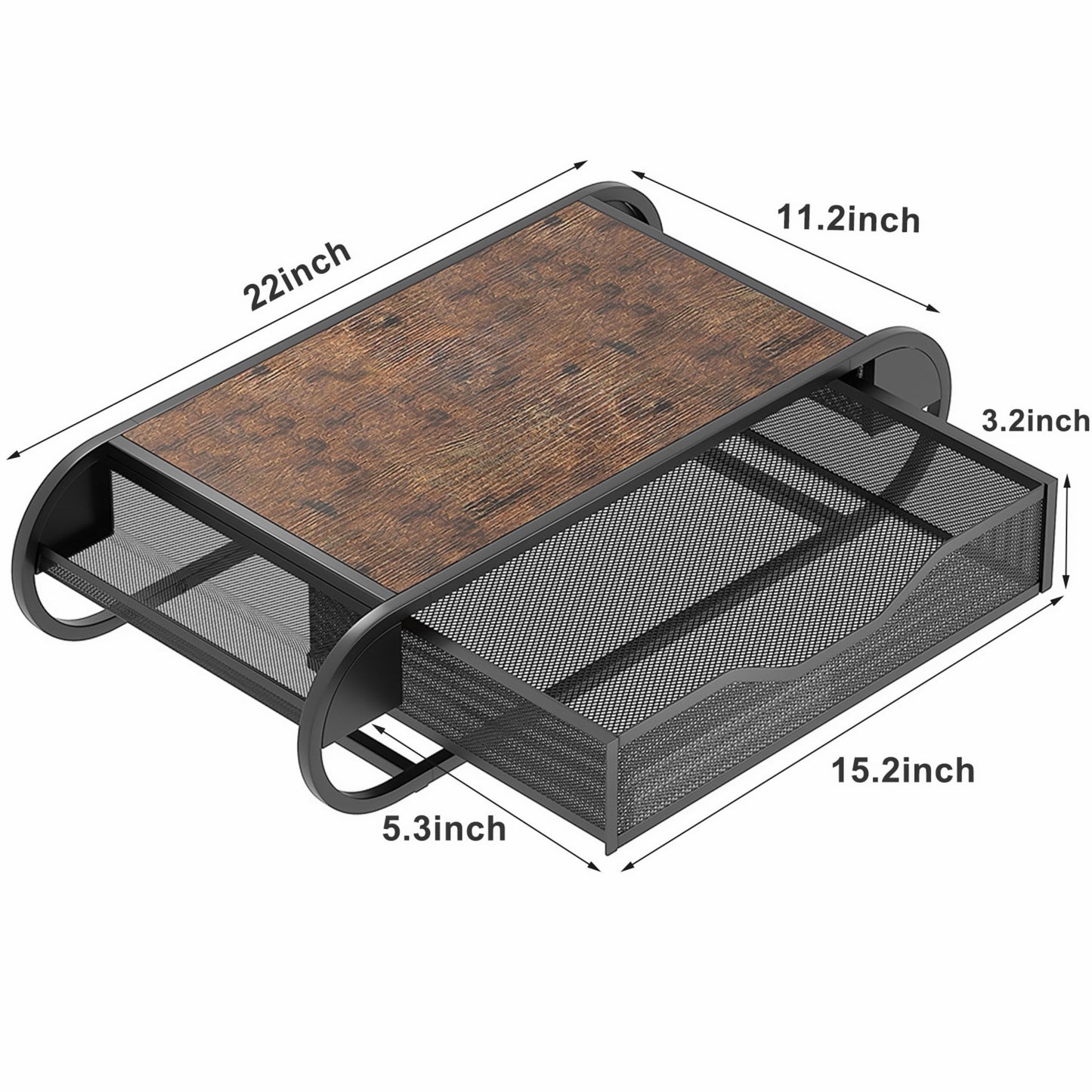 SANRETAHO Coffee Pod Holder with Drawer, Wooden Coffee Station Organizer for Countertop, K Cup Storage Rack and Kitchen Organizer, Rustic Brown