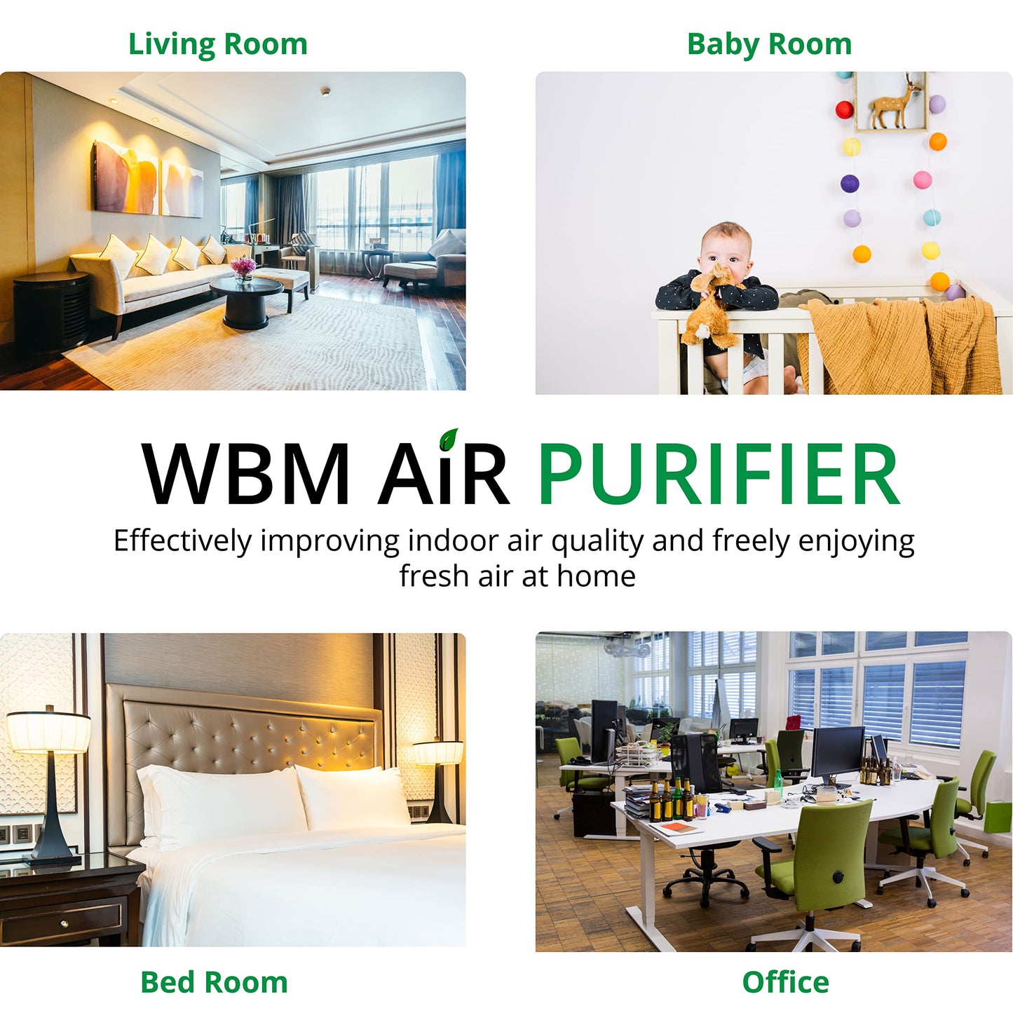 WBM Smart Genuine Air Purifier Replacement Filter, 3-in-1 True HEPA Air Purifier Filter, High-Efficiency Activated Carbon Replacement filter, Pack of 2