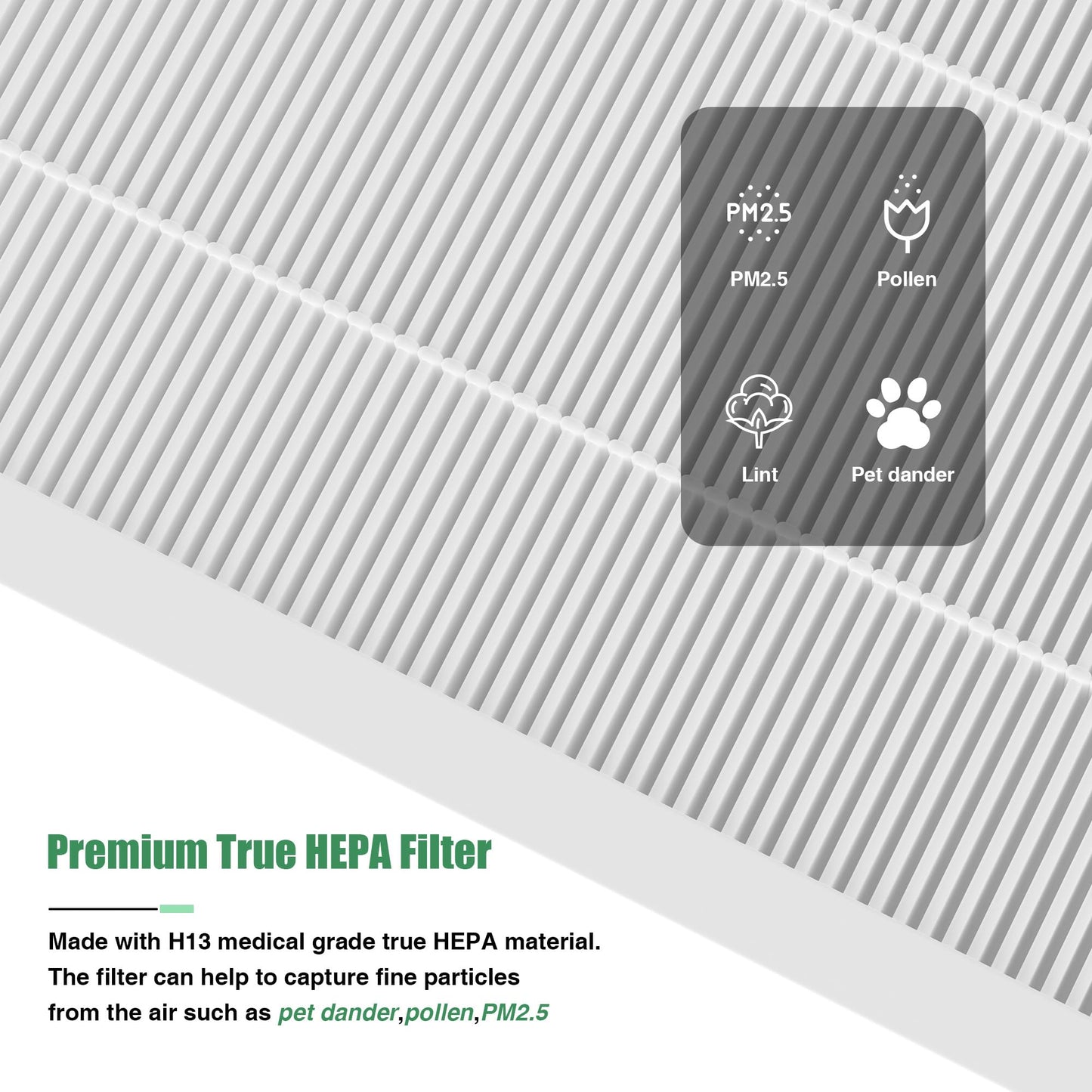 3 Packs E-300L True HEPA Replacement Filter Compatible with MOOKA and MOOKA Family E-300L for Large Room, H13 True HEPA and Activated Carbon Filter