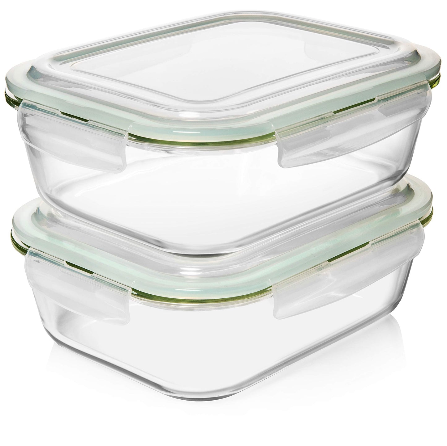 Razab 10 Cups/ 80 Oz 4 Pc (Set of 2) Glass Food Storage Containers with Airtight Locking Lids-For Storing & Serving Food. BPA Free & Leak Proof - Microwave, Dishwasher, Fridge, Freezer and Oven Safe