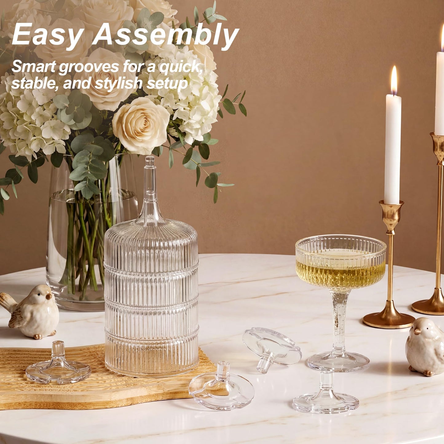 Houmury 56 Pcs 7oz Plastic Wine Glasses Unbreakable Wedding Plastic Champagne Flutes Goblet Glasses Reusable Clear Acrylic Martini Drinkware For Birthday Party (56, Clear)