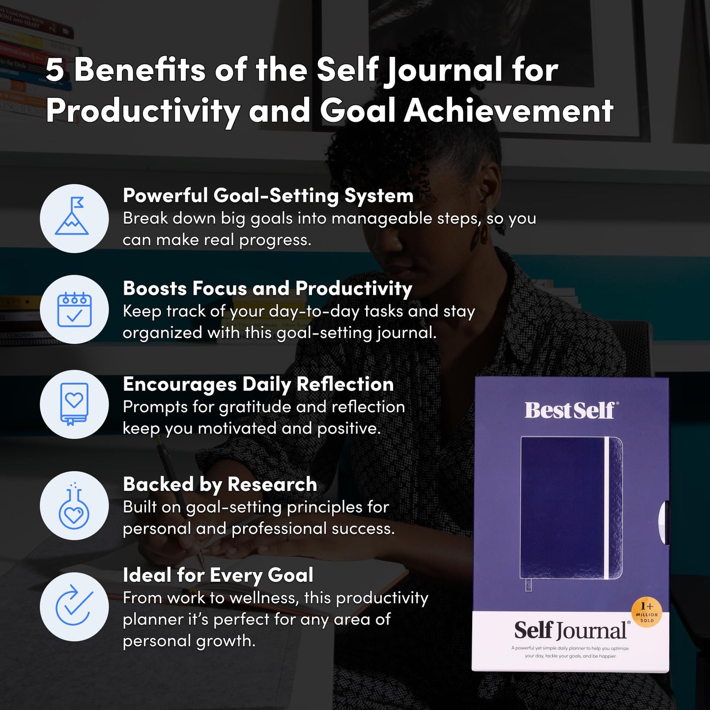 BestSelf 13-Week Self Journal & Goal Planner – Undated Daily ADHD-Friendly Journal for Men & Women | Productivity, Gratitude, Reflection & Habit Tracker | 2026 Life Organizer with Prompts, Black