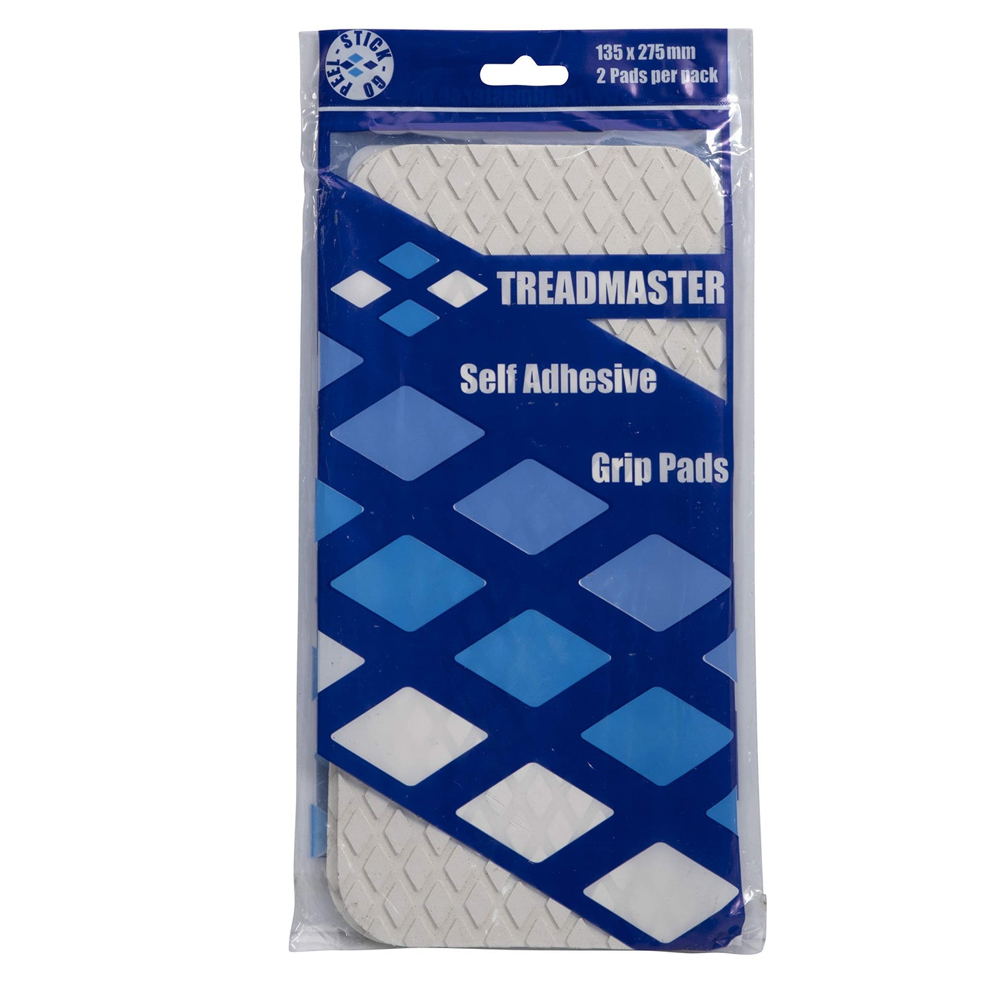 Lewmar Treadmaster Diamond Step Pad, Size 1, Measures 10-34" W x 5-1/4" D, self-Adhesive Backing, Chemical Resistant Nitrite PVC Construction, 2 Pack, White Sand - 2020212501