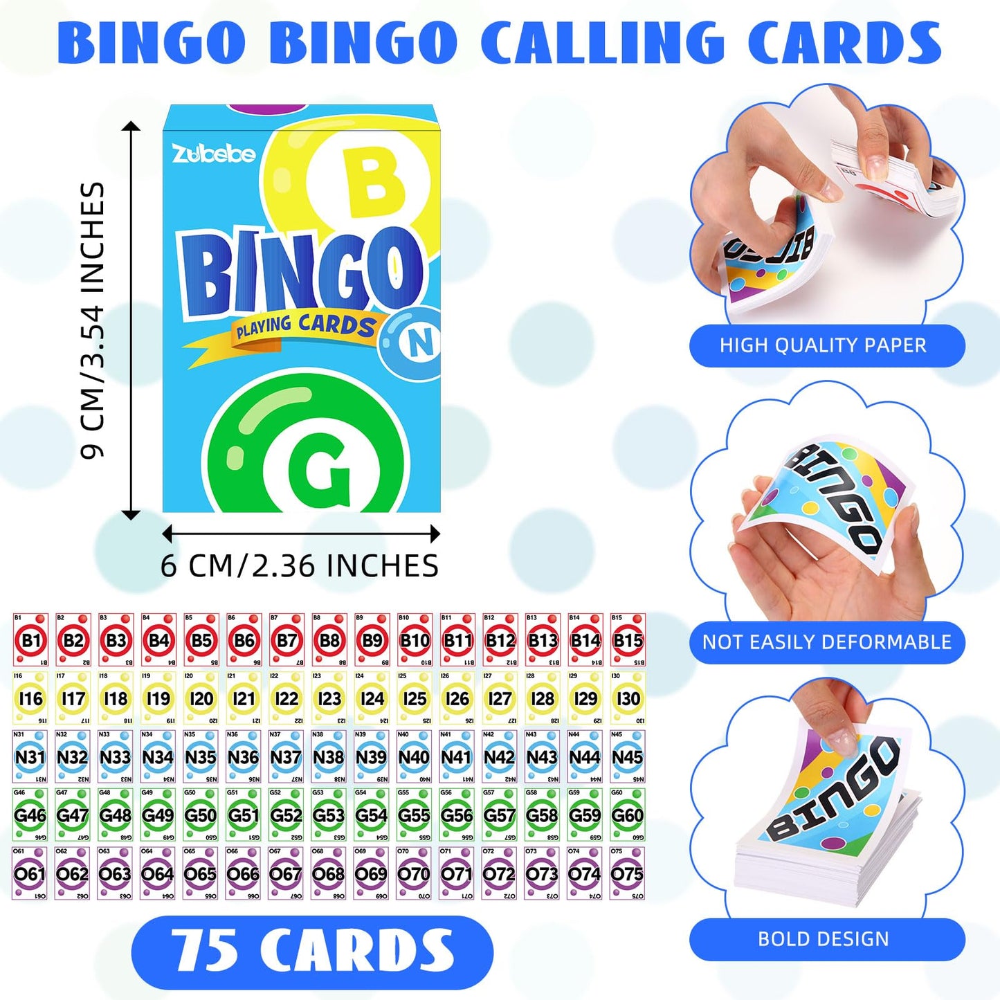 Zubebe 2 Pack Manual Bingo Masterboard Pocket Chart with Bingo Calling Cards Deck Reusable 59×35 Giant Bingo Poster with 75 Pockets for Family Number Bingo for Adults Large Board Groups