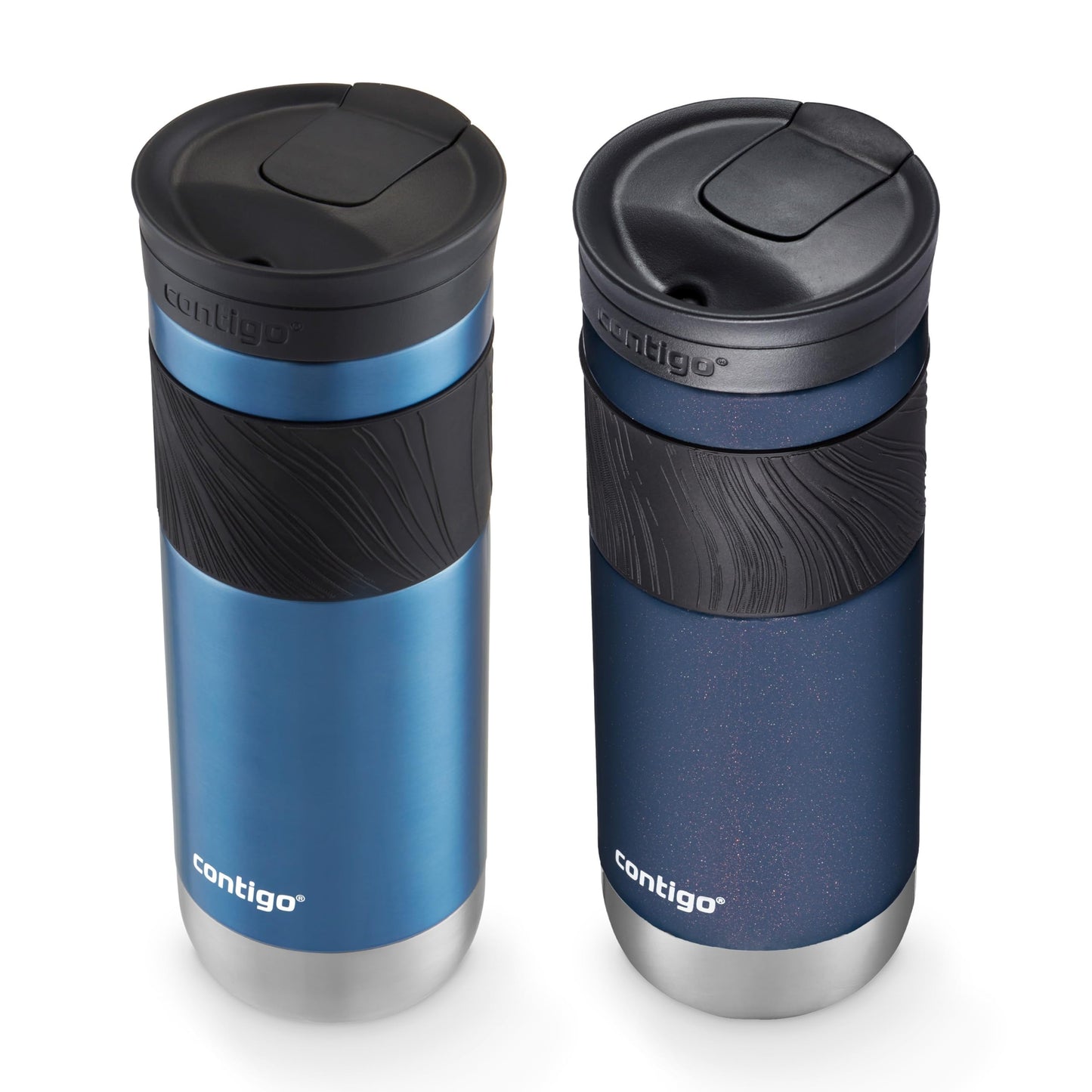Contigo SNAPSEAL Insulated Stainless Steel Travel Mug with Grip 20oz. Blue Corn Transparent Satin & Midnight Berry