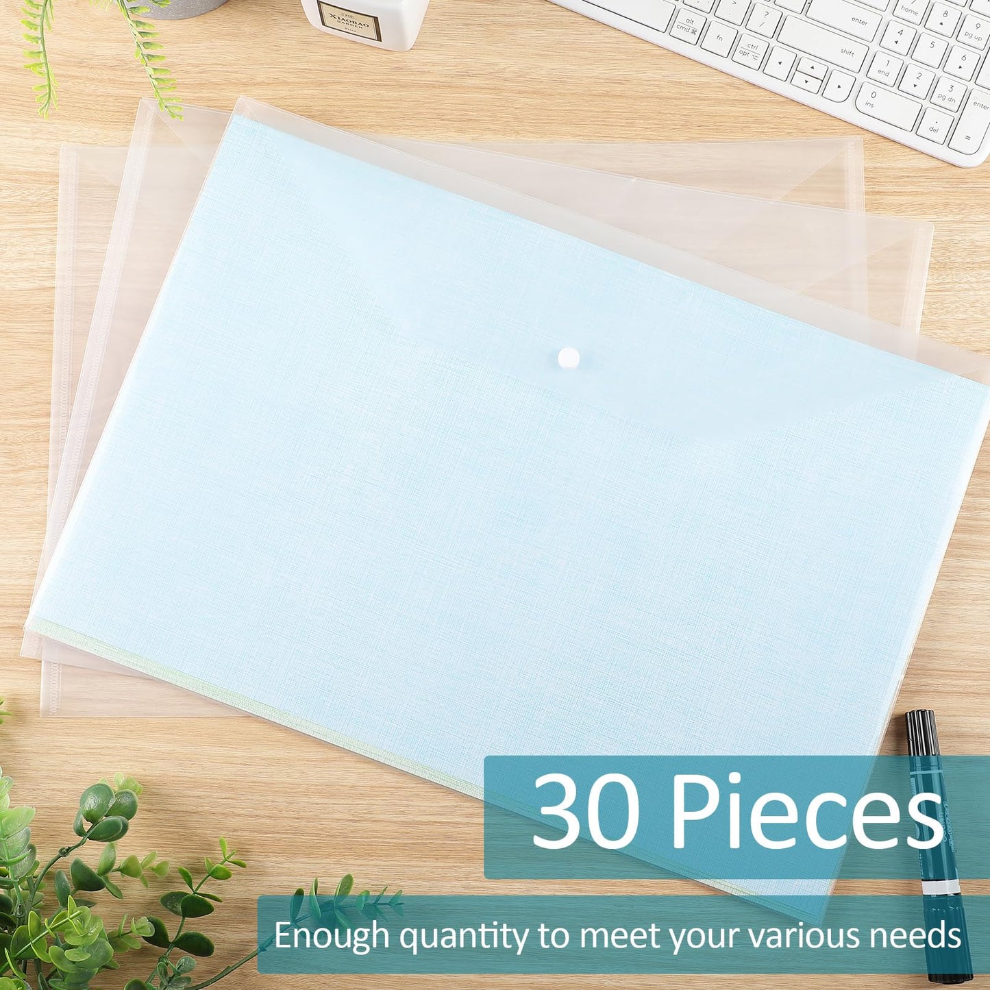Honoson 30 Pcs 11 x 17 Inches Clear Envelopes with Snap Closure Clear Plastic Envelopes Plastic Envelopes for Documents File Folders for Office Home