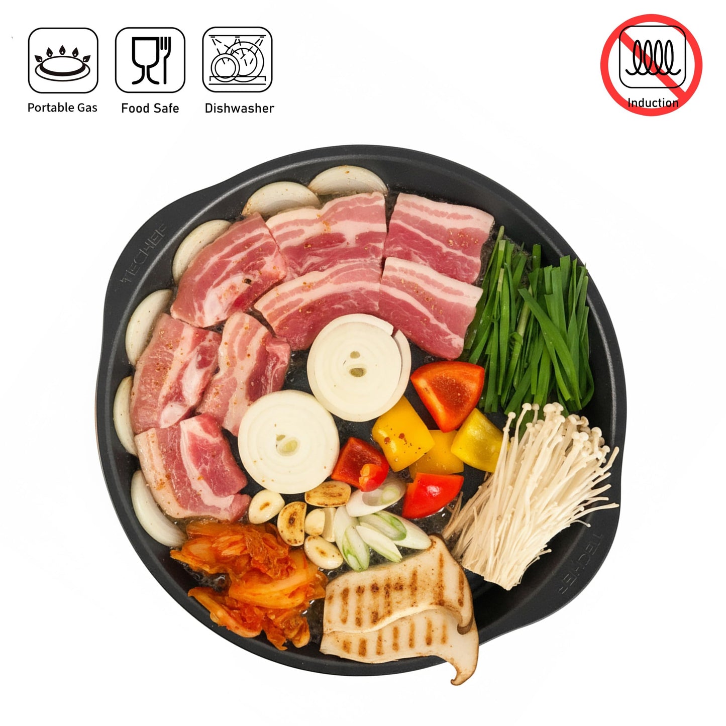 TECHEF - Korean BBQ Nonstick Grill Pan, KBBQ Grill Pan, PFOA-Free, Dishwasher Oven Safe, Made in Korea