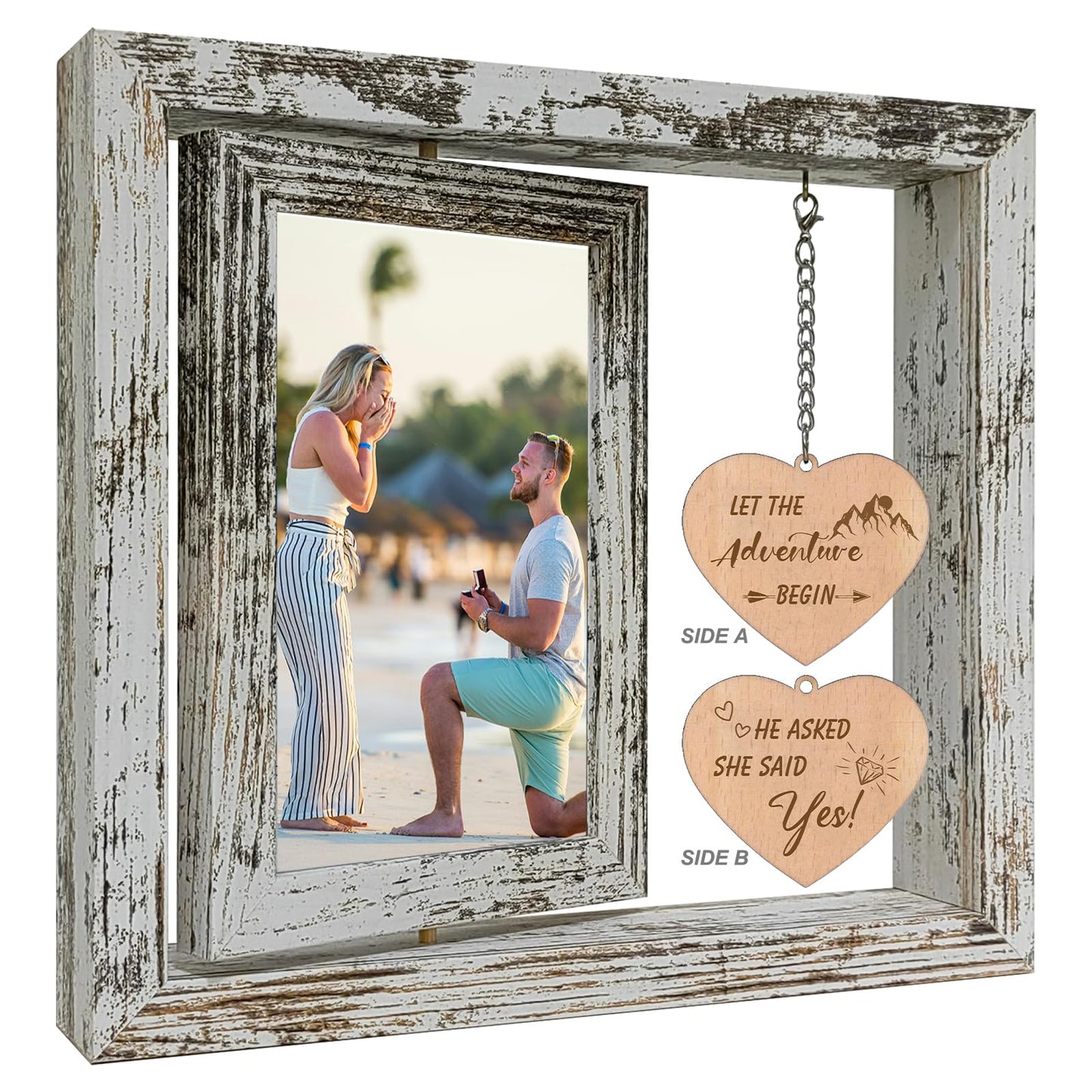 soruney Let the Adventure Begin - He Asked She Said Yes Picture Frame Engagement Gifts for Couples Newly Engaged Gifts Fiance Women Her (Dis Two 6x4)