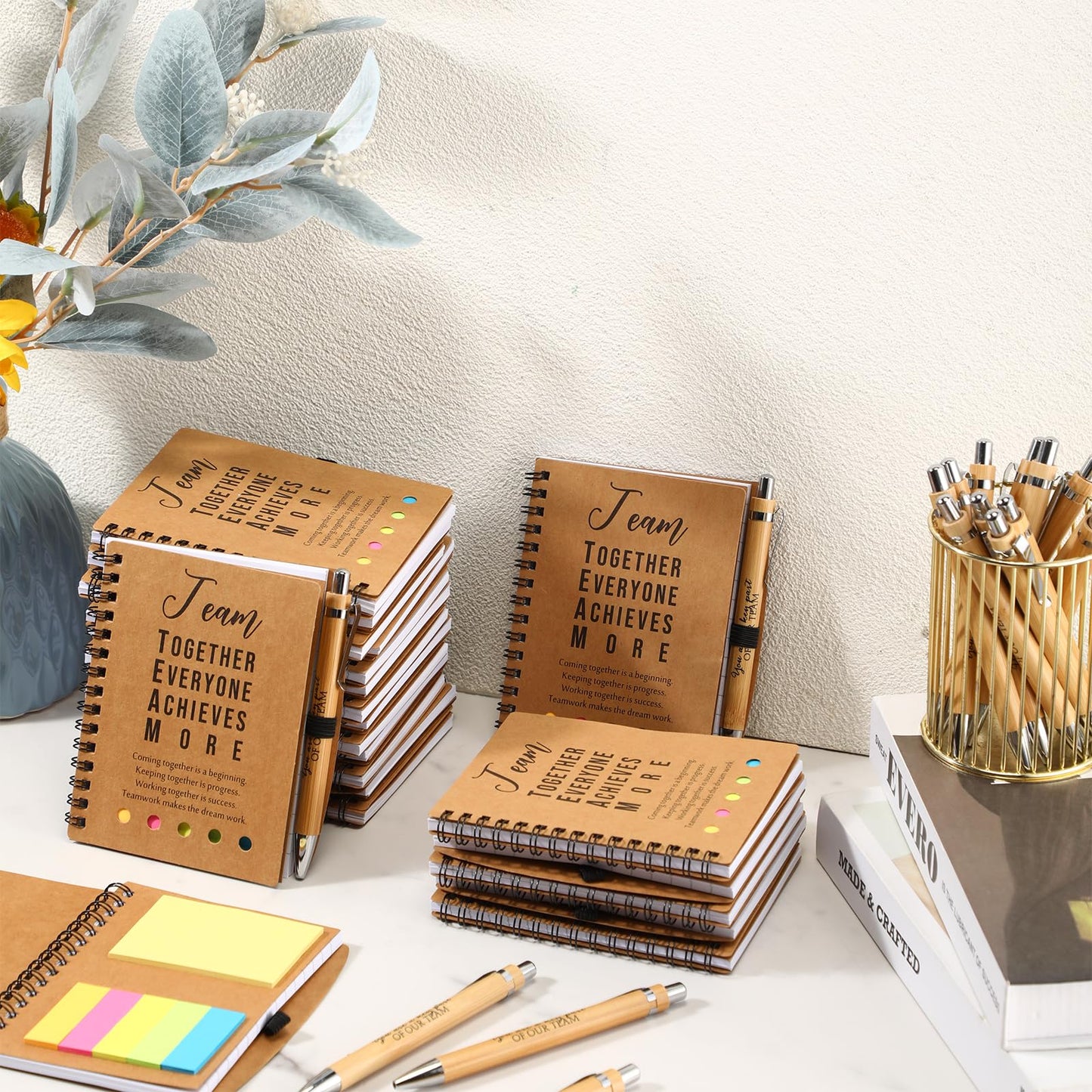 Jetec Inspirational Notebook Bulk Employee Appreciation Gift Motivational Notebook with Pen and Sticky Notepad Thank You Gifts for Nurses Coworkers Groups Teachers(25 Sets,Team)