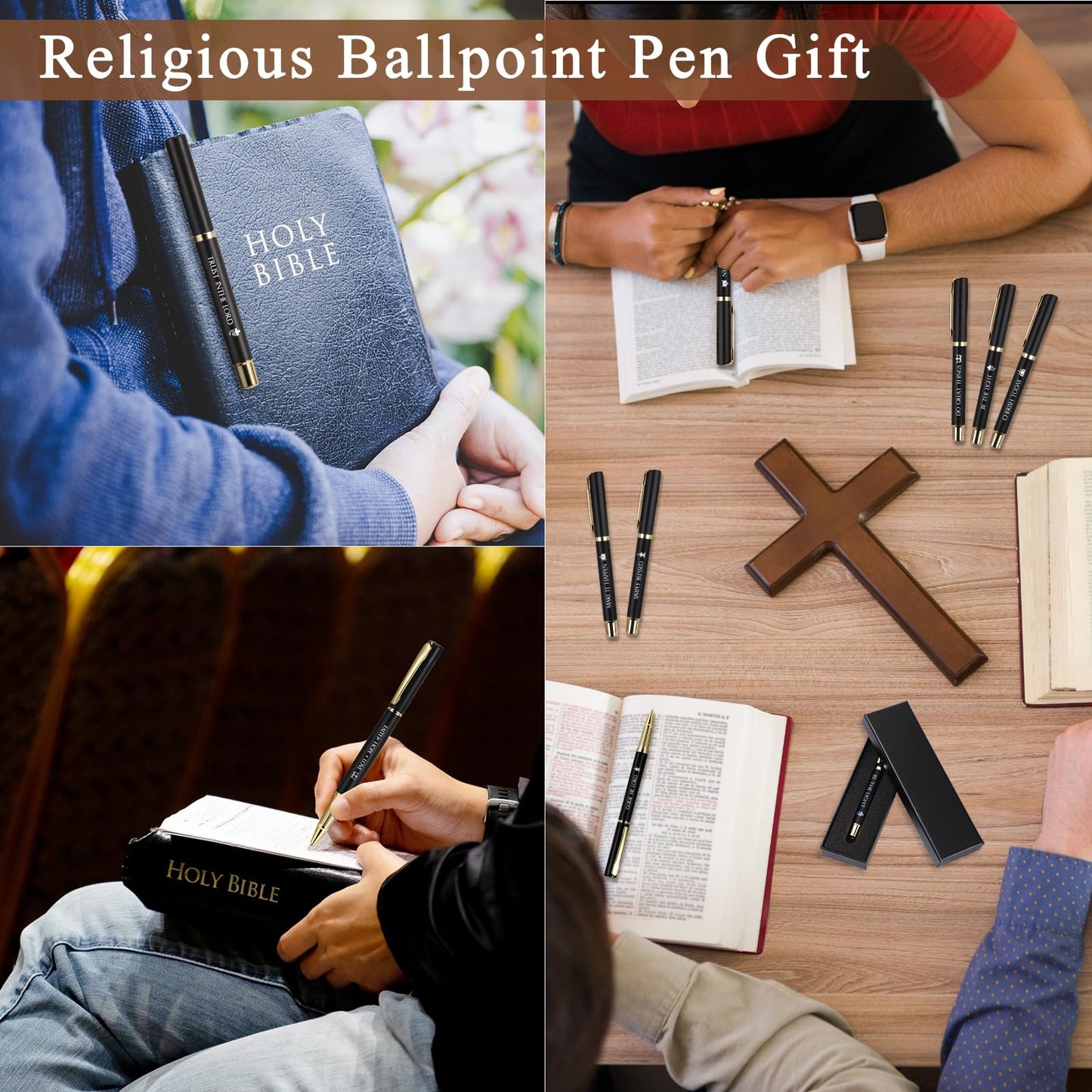 Qeeenar 30 Sets Christian Gifts for Fathers Bible Verse Pen with Boxes Inspirational Black Ink Ballpoint Pen Religious Gift for Men Father's Day Church Clergy Pastor Teacher