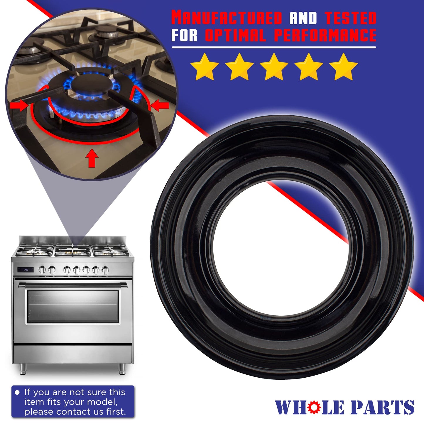 Upgraded Whole Parts Appliance Burner Bowl Part # PA030002BK, Compatible with Many Viking Range, Oven, and Stove Models, Open Burner Bowls Replacement Parts - Replaces 810768-9.23 Inch, Black