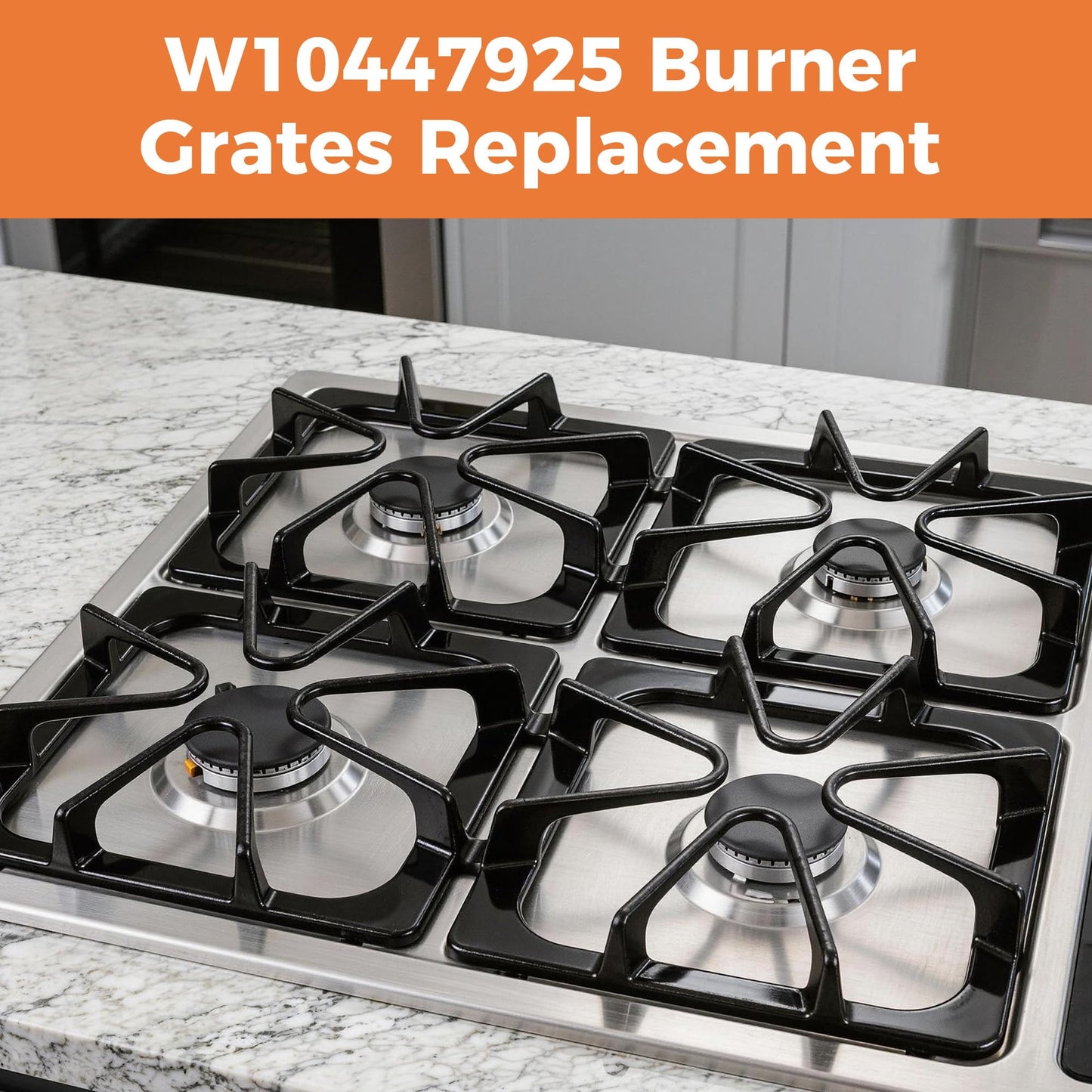 4 Pack W10447925 Burner Grates for Whirlpool Gas Range - 8.3 x 8.8 IN Upgraded Cast Iron Cooktop Grates Compatible with Kenmore Maytag Amana and Inglis Stoves Gas Stove Top Burner Rack