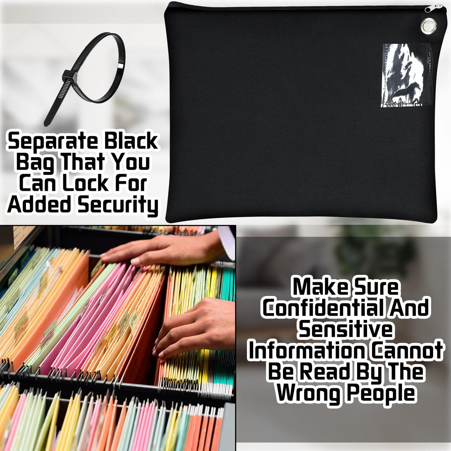 Humyoun 10 Pcs Interoffice Mailer Canvas Transit Sack Zipper Bag 18" x 14" Large Zipper Pouch with Grommet Interoffice Mail Bag (Black)