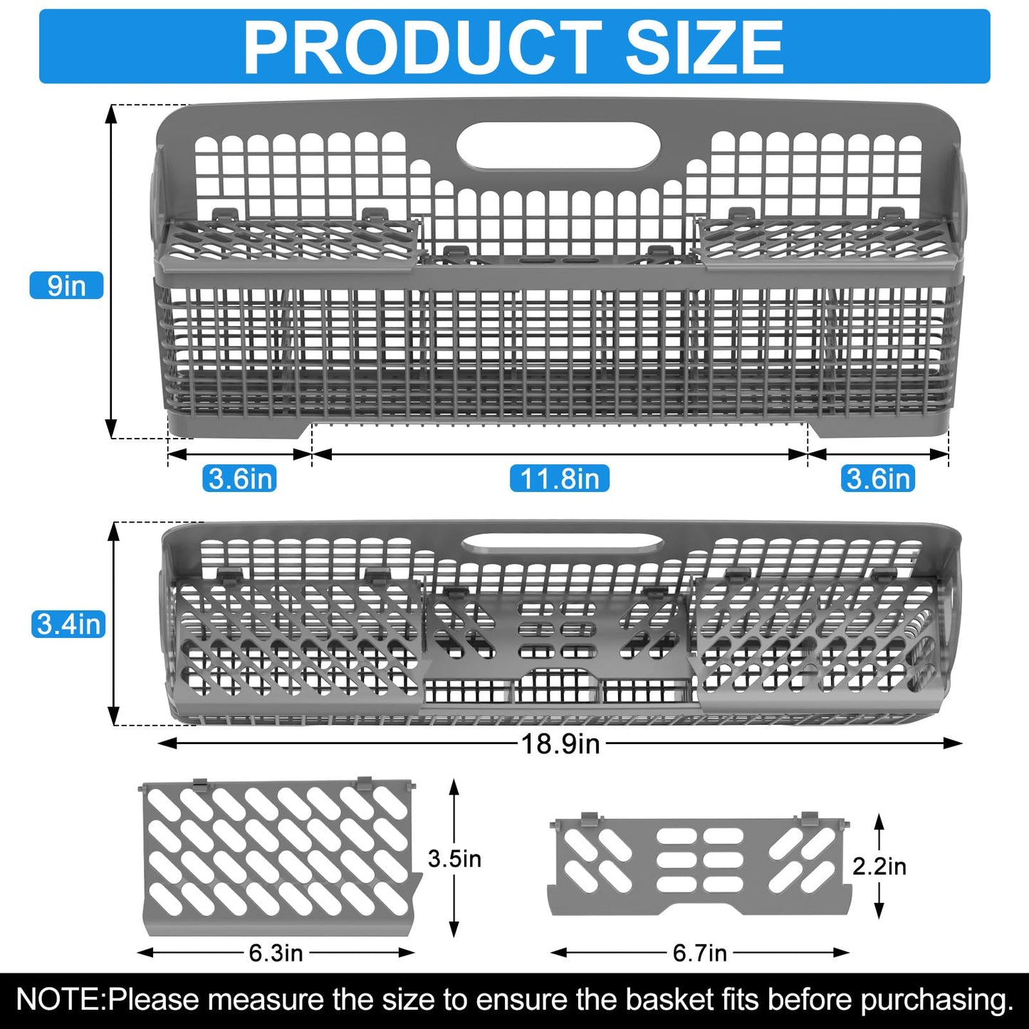Upgrade W10190415 8531233 Universal Dishwasher Silverware Basket, Compatible with Kitchenaid Whirlpool Kenmore Dishwasher Utensil Basket Replacement KDFE104HPS0 KDTM354DSS4 WP8562043 Silverware Basket