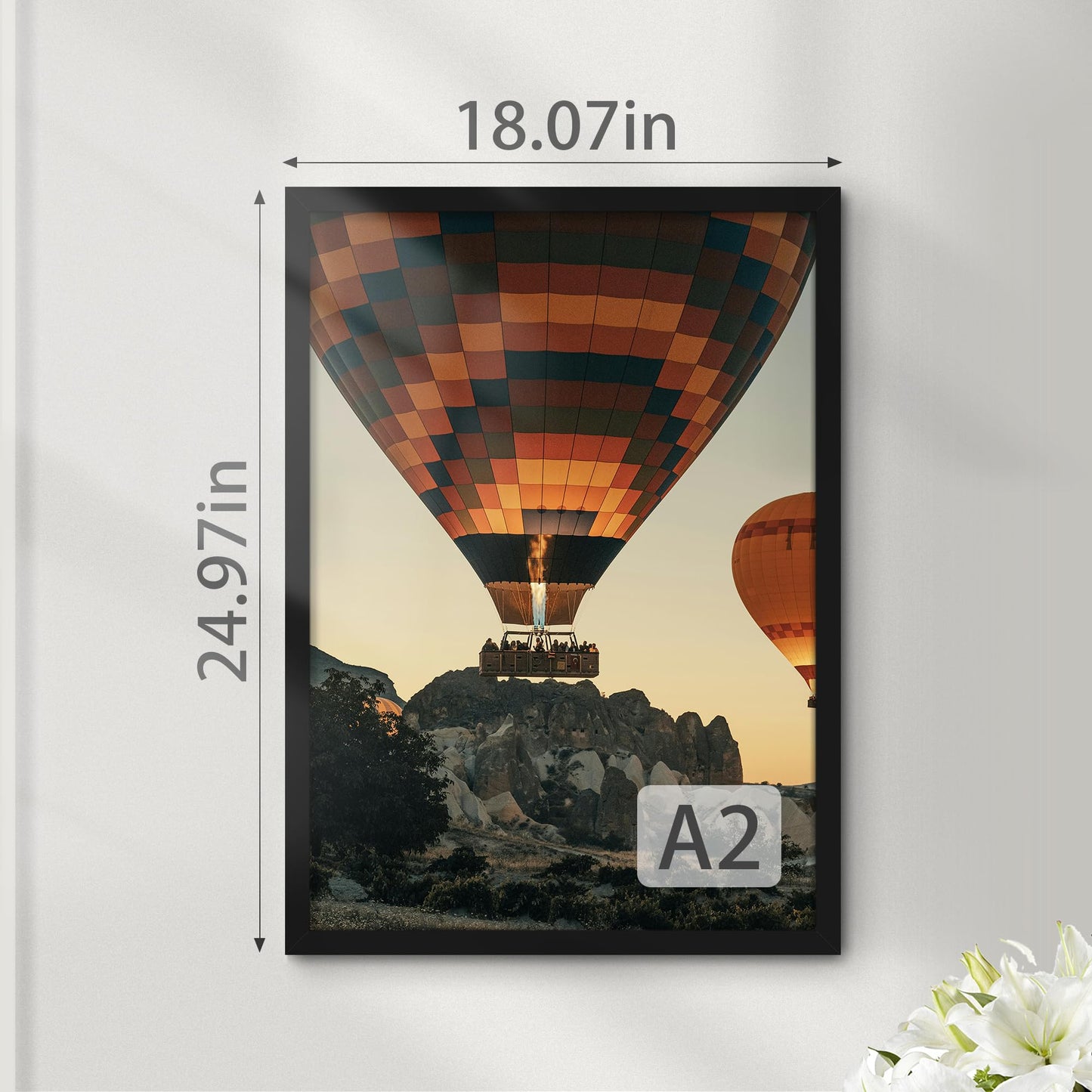 Fisnish A2 Picture Frame Black, Classic 16.5x23.4 Poster Frame, Horizontal or Vertical Wall Mounting, 1 Pack