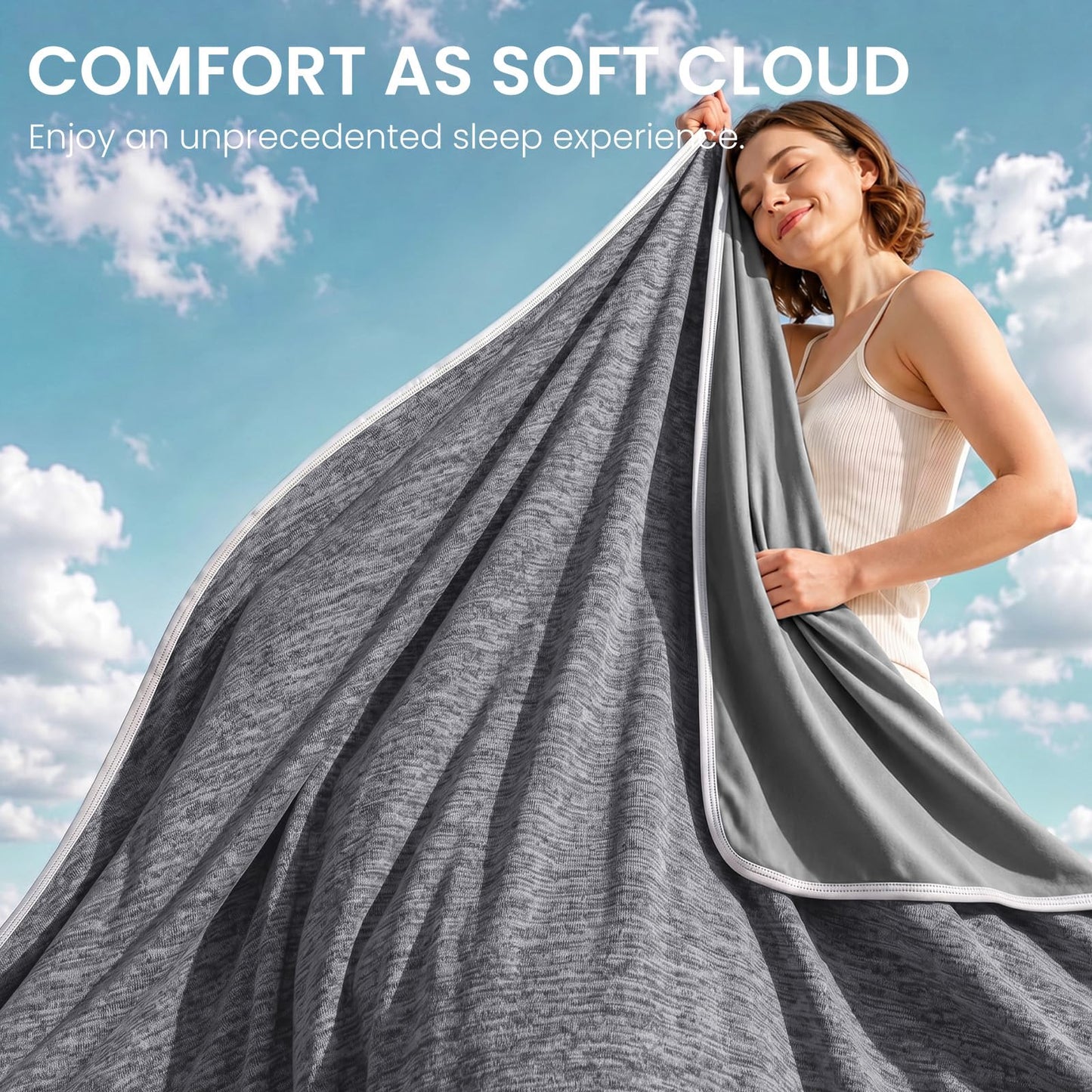 Topcee Cooling Blanket(90"x108"King Size) for Night Sweats Absorbs Heat to Keep Adults Cool on Warm Nights, Q-Max 0.5 Cooling Blankets for Hot Sleepers, Ultra-Cool Lightweight Blanket for Bed