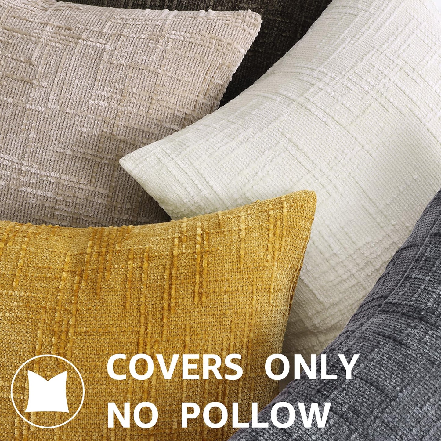decorUhome Summer Cream White Chenille Throw Pillow Covers 20x20 Set of 2 Textured Soft Cozy Slubby Couch Pillow Covers Modern Farmhouse Boho Decorative Pillow Cases for Bed Sofa Living Room