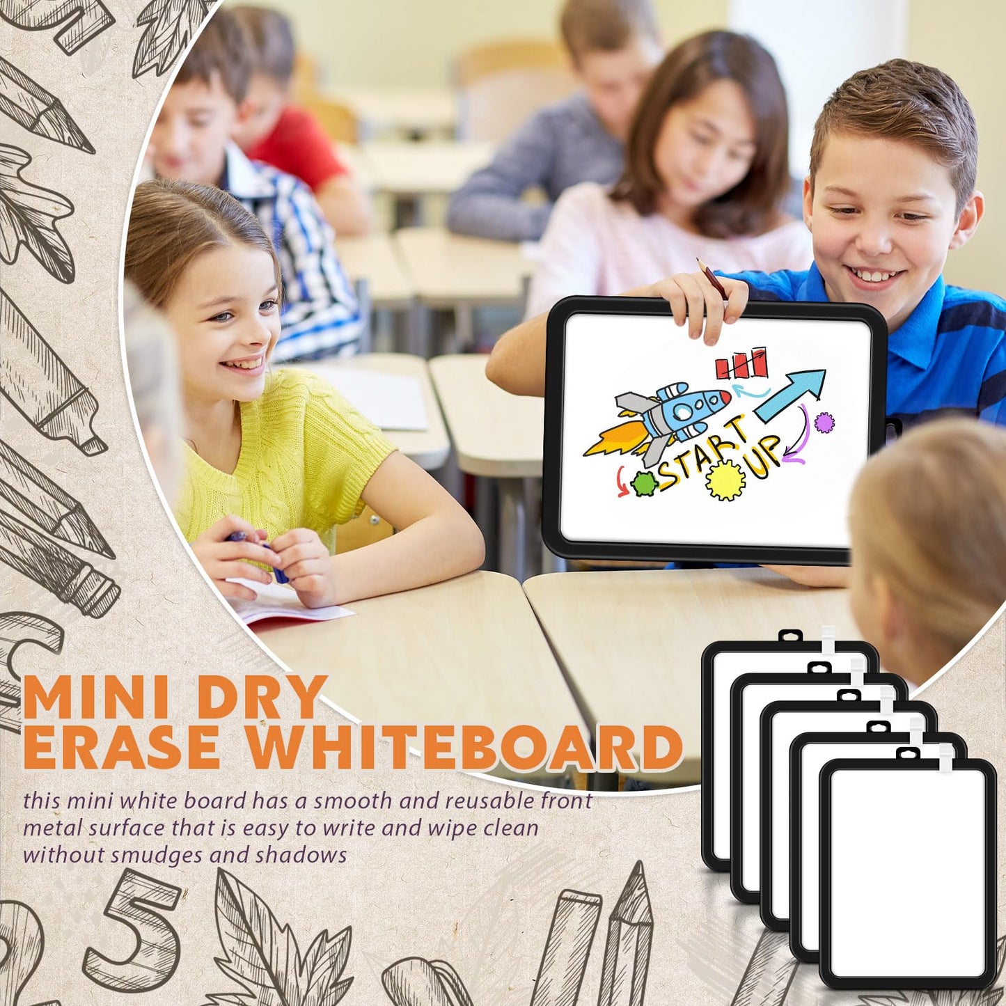 Outus 10 Pcs Dry Erase Mini White Boards Bulk 8.5 x 11'' Small Magnetic Whiteboard Double Sided Colored Writing Boards for Kids Students Locker Fridge(Black)