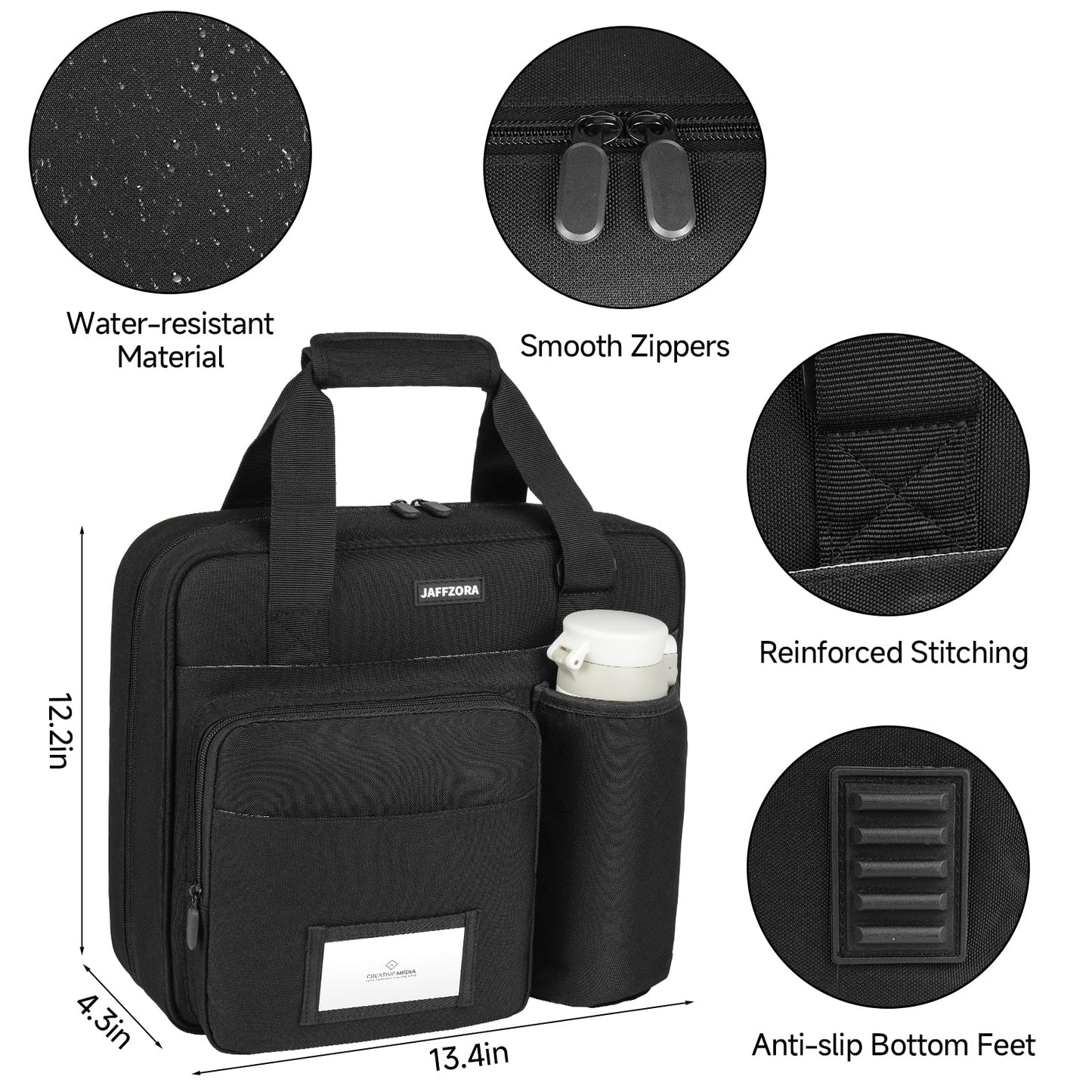 3 Ring Zipper Binder Bag, 3 Inch D-Ring 700 Sheet Capacity, Portable File Organizer with Removable Shoulder Strap & Multiple Pockets for School Office Travel Summer Study Back to School,Black