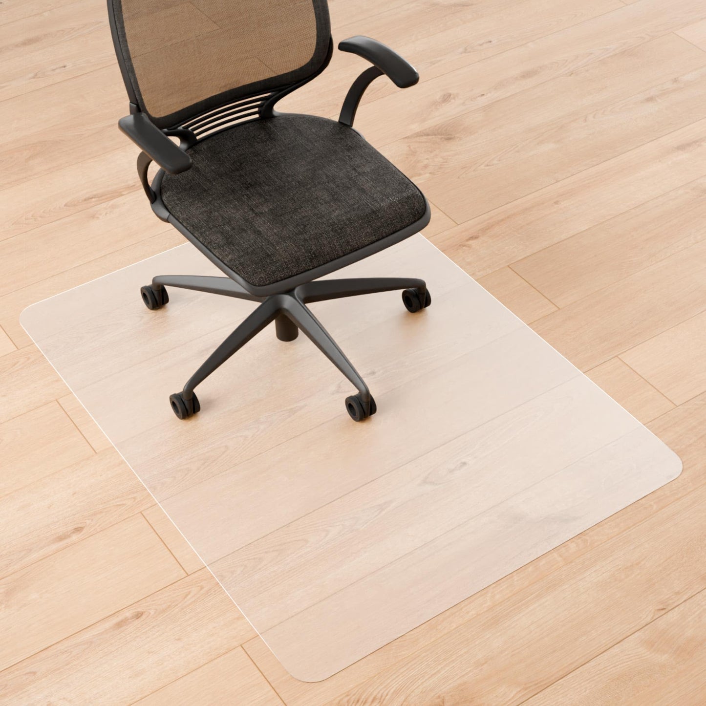 Naturei Office Desk Chair Mat for Hardwood Floors, 53" x 45" Clear Floor Protector Mat Under Desk, Large Anti Slip Plastic Chair Mat, Easy Glide, Rectangular