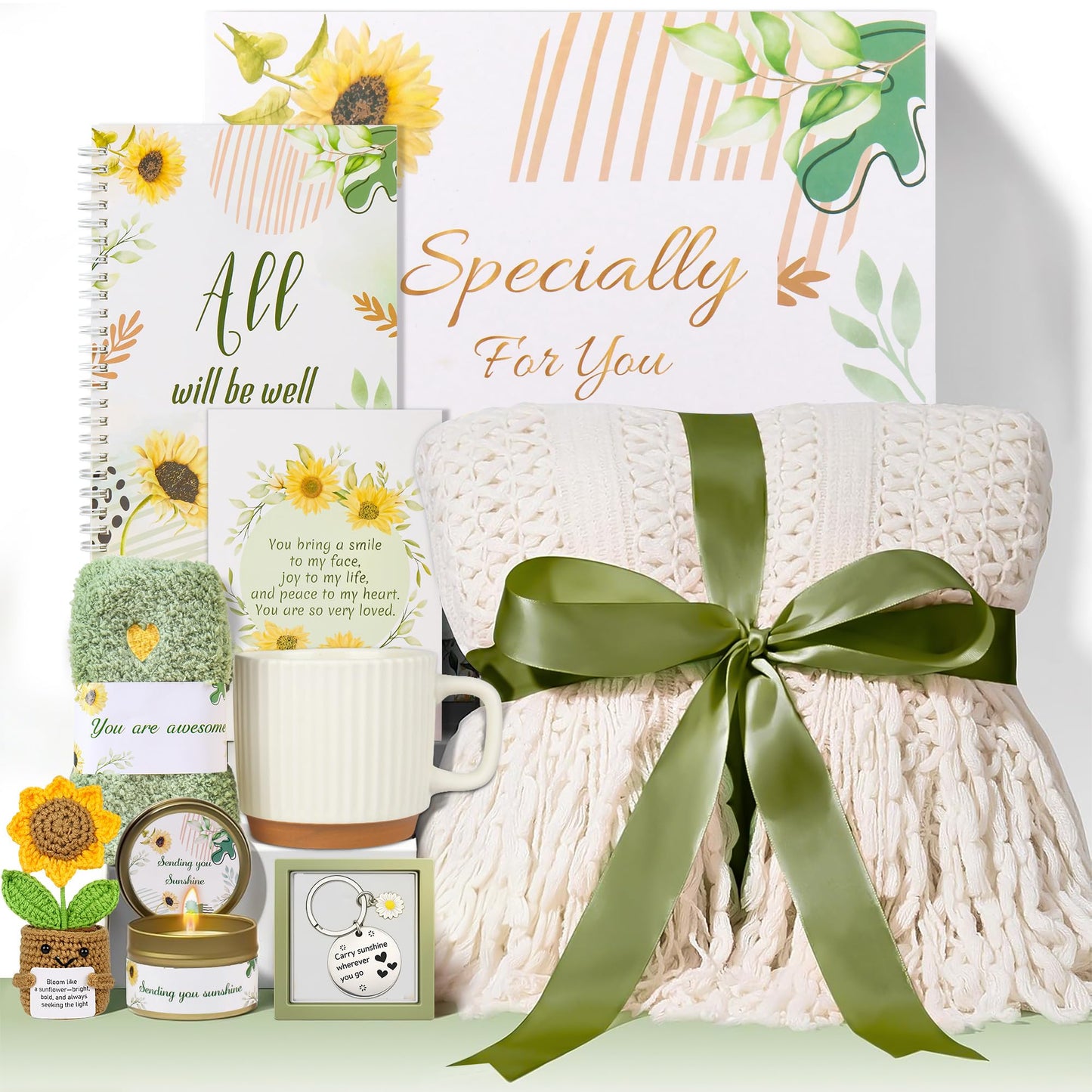 Gift Basket for Women, Get Well Soon & Care Package Present for Women, Thinking of You, Encouragement Sympathy Gifts, Feel Better Gift for Mom Friend Sister Wife Grandma Teacher Nurse