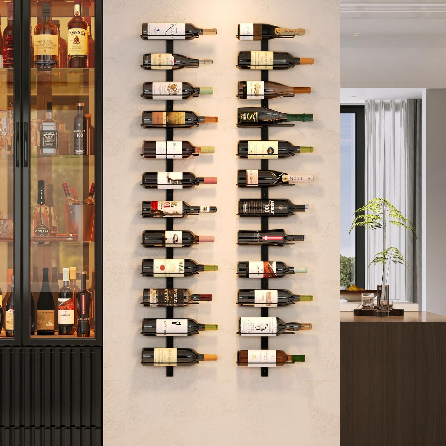 X-cosrack 24 Bottles Wall Mounted Wine Rack, Detachable Wall Hanging Bottle Holder, Use as One or Four, DIY Display, Storage Racks for Wine, for Restaurant, Bar, Cellar