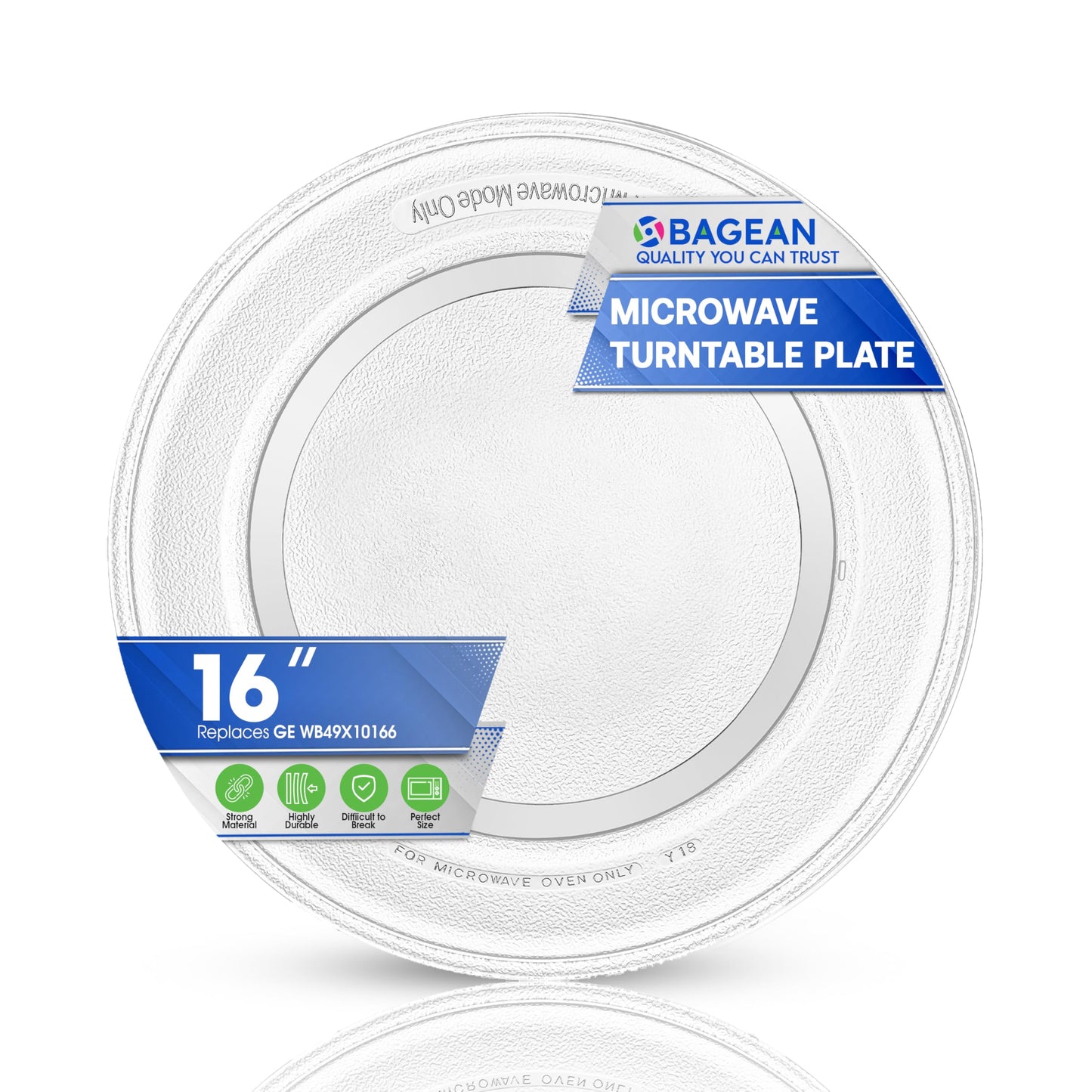 Microwave Plate Replacement 16 inch Fits WB49X10166 GE Microwave Turntable Plate - Exactly Replaces Rotating Replacement Microwave Glass Plate - Oven Dish Tray For Better Reheating and Cooking