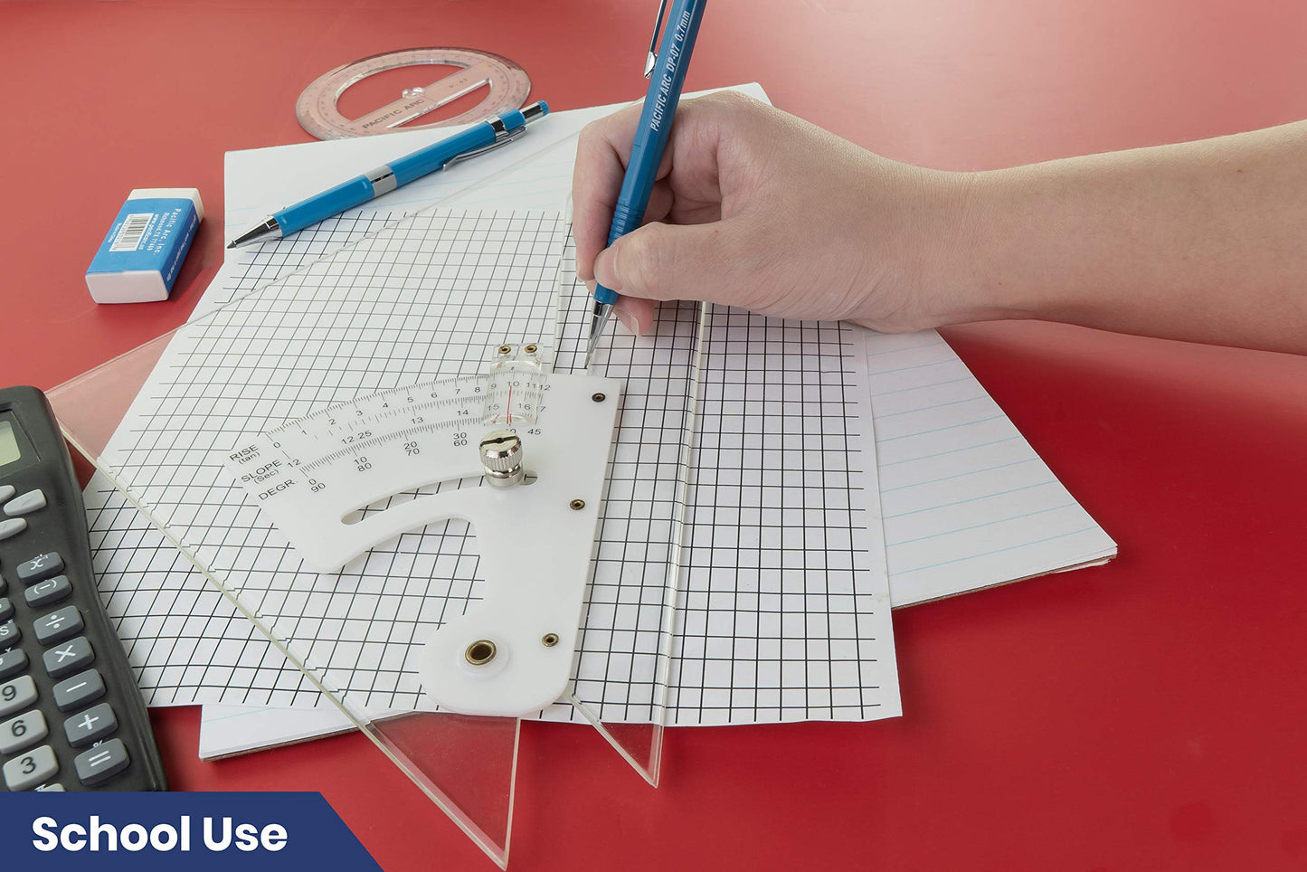 Pacific Arc Professional Adjustable Triangle Clear With Inking Edge 10"