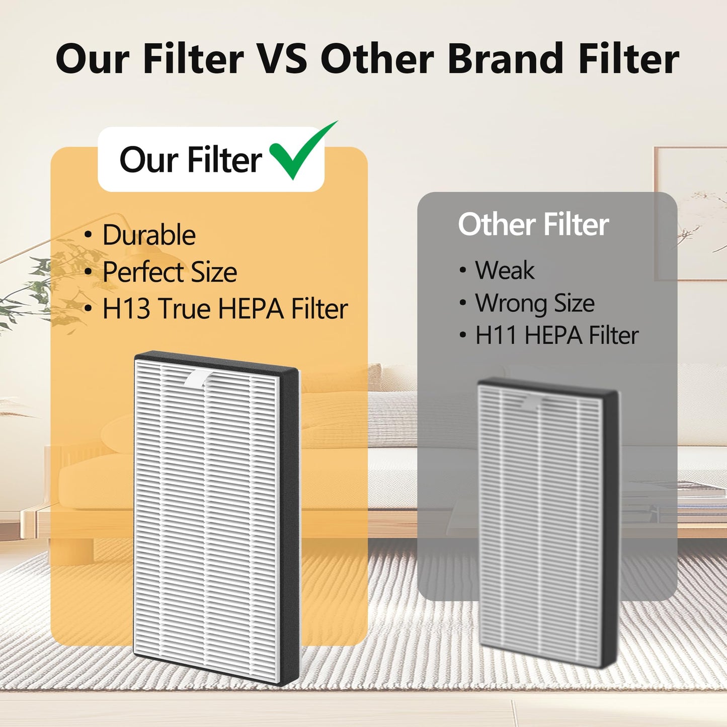 4 Packs F1 Repalcement Filter Compatible with 3M Filtrete C01 T02 Series FAP-C01-F1, FAP-T02-F1, FAP-C01BA-G1, FAP-T02WA-G1, FAP-ST02W and FAP-ST02N Air Purifi-er, Part# FAPF-F1-2P
