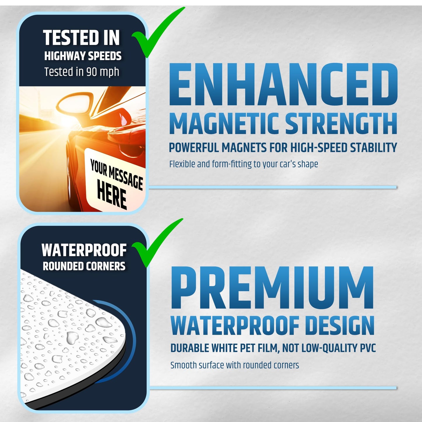 Premium Magnetic Car Signs (Blank) - Will Never Fly Off Your Vehicle/Truck Door (Upgraded Magnets) - Customize The Magnetic Sheets to Advertise Your Business | Flexible & Lays Flat | 24”X16” | 2 Pack