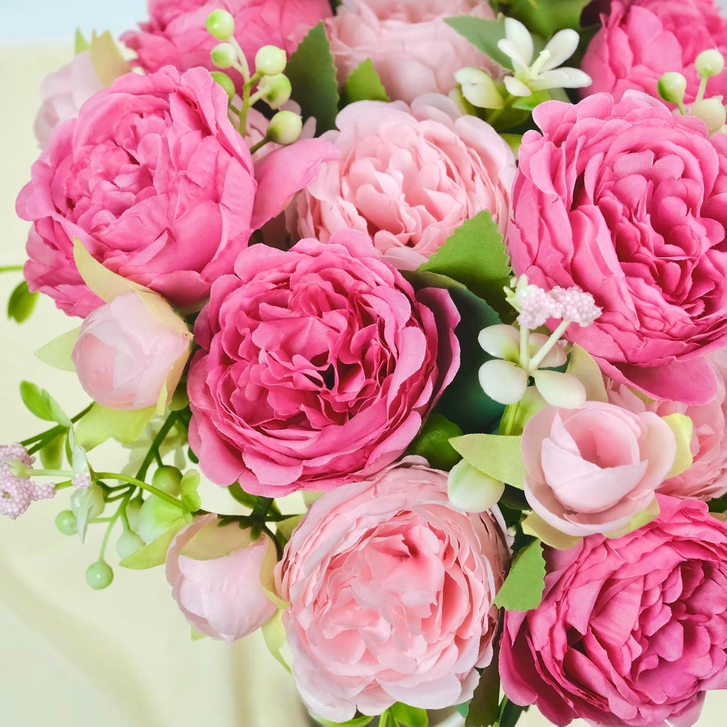 AUMVEYI 6 Pcs Peonies Artificial Flowers Bulk, Blush Pink Silk Peonies Fake Bouquet for Floral Centerpieces, Red Realistic Faux Peony Flower for Flower Arrangements Wedding Decoration vase