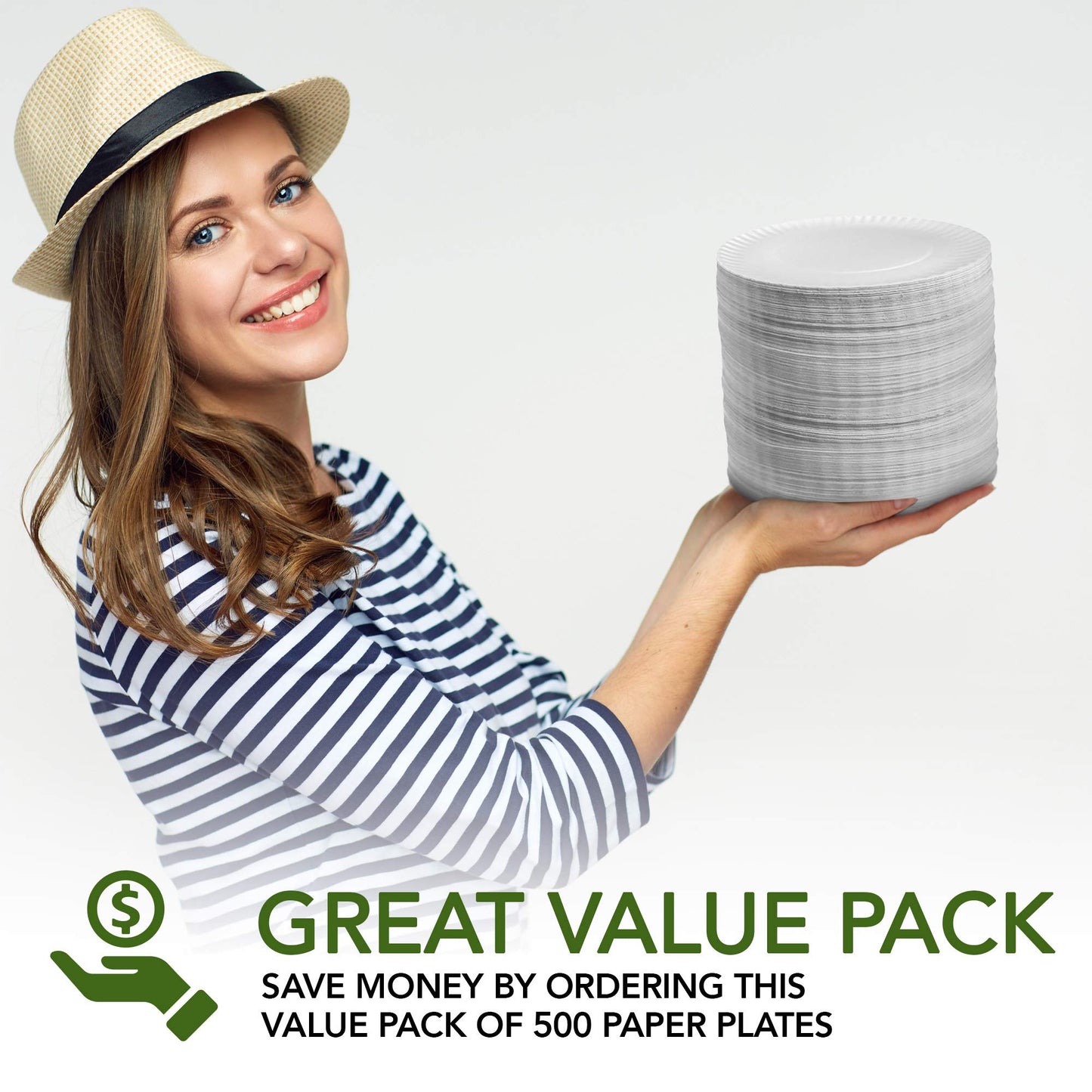 Stock Your Home 9-Inch Paper Plates Uncoated, Everyday Disposable Plates 9" Paper Plate Bulk, White, 1000 Count