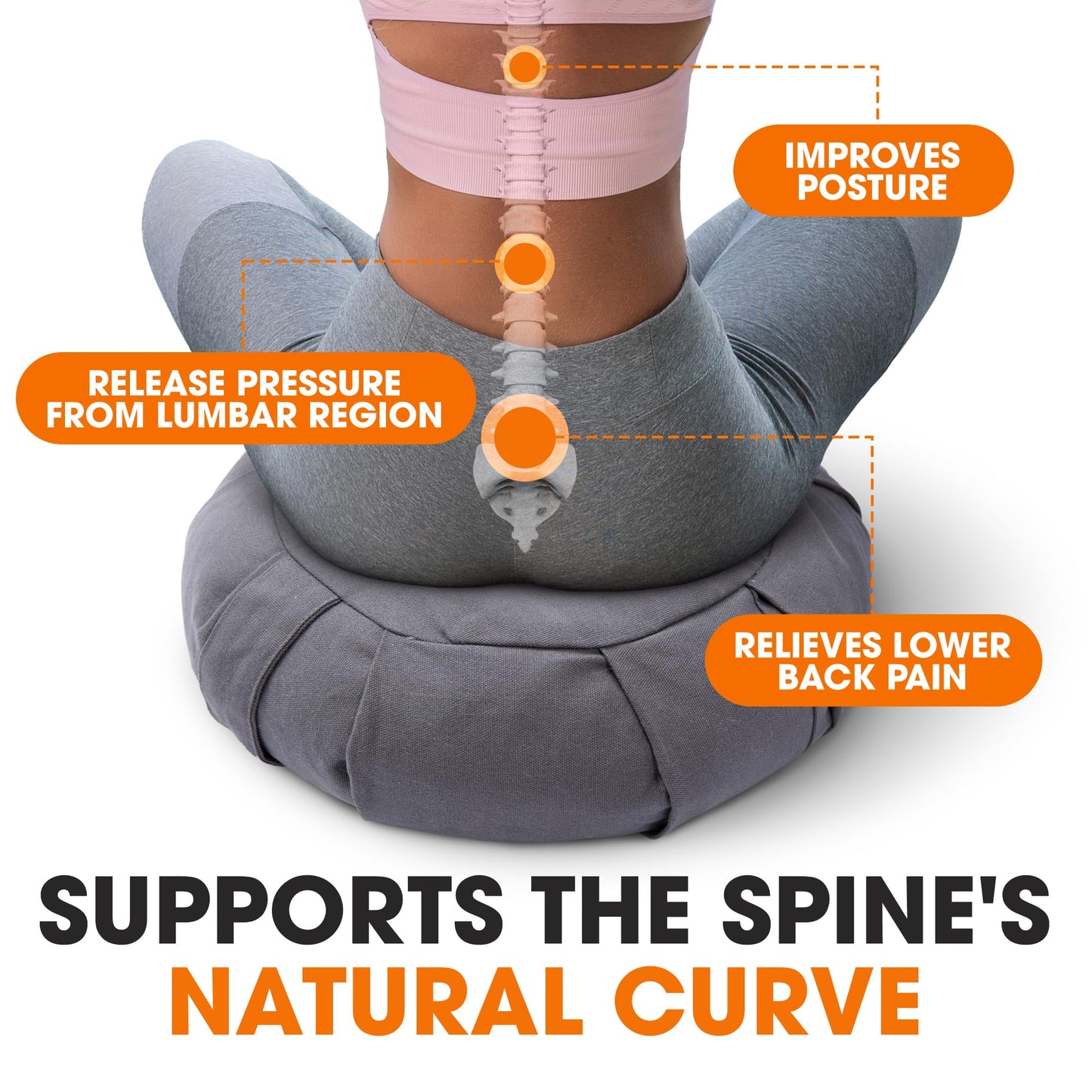 Cheer Collection Meditation Cushion - Ergonomic Floor Pillow, Yoga Pillow with Buckwheat Filling, Zafu Meditation Cushion, Comfort & Meditation Posture Support