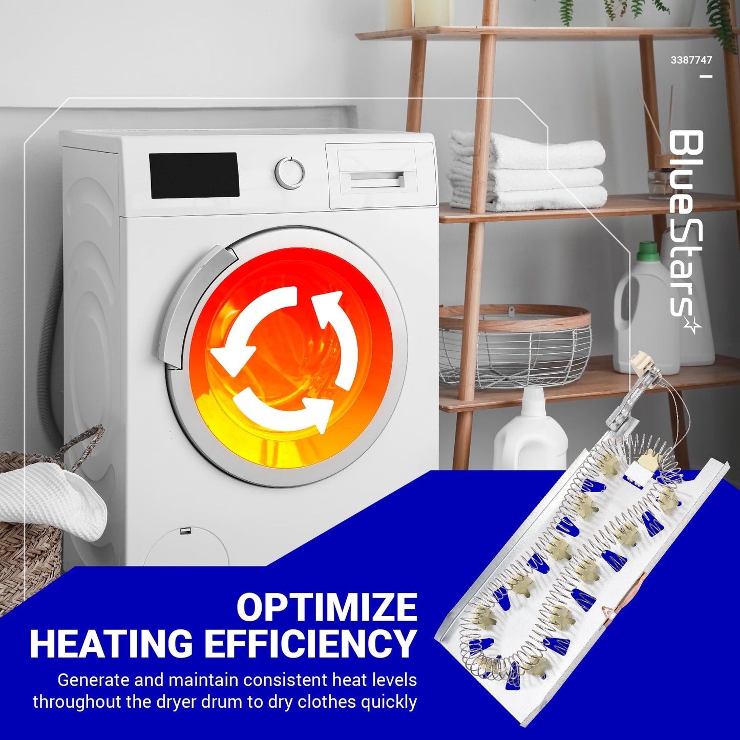 BlueStars 2 Packs 3387747 W11344457 Dryer Heating Element – Compatible with Whirlpool Kenmore Maytag KitchenAid Dryers – Replaces WP3387747 PS11741416 AP6008281 W11045584 80003 MEDC700VW0 GEW9200lW1