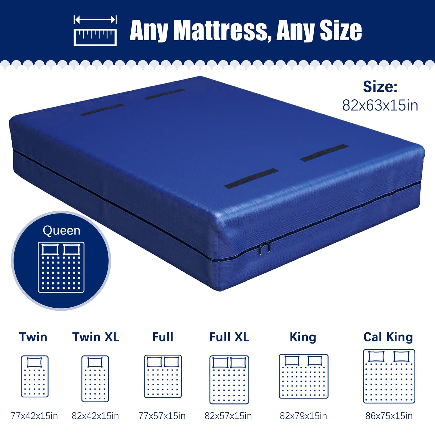 Cosy Family Mattress Bags for Moving with 8 Handles - 170GSM Extra-Thick Mattress Bag for Moving Supplies - Reusable Mattress Cover Protector Storage with Zipper, Blue, Queen-(Pack of 2)