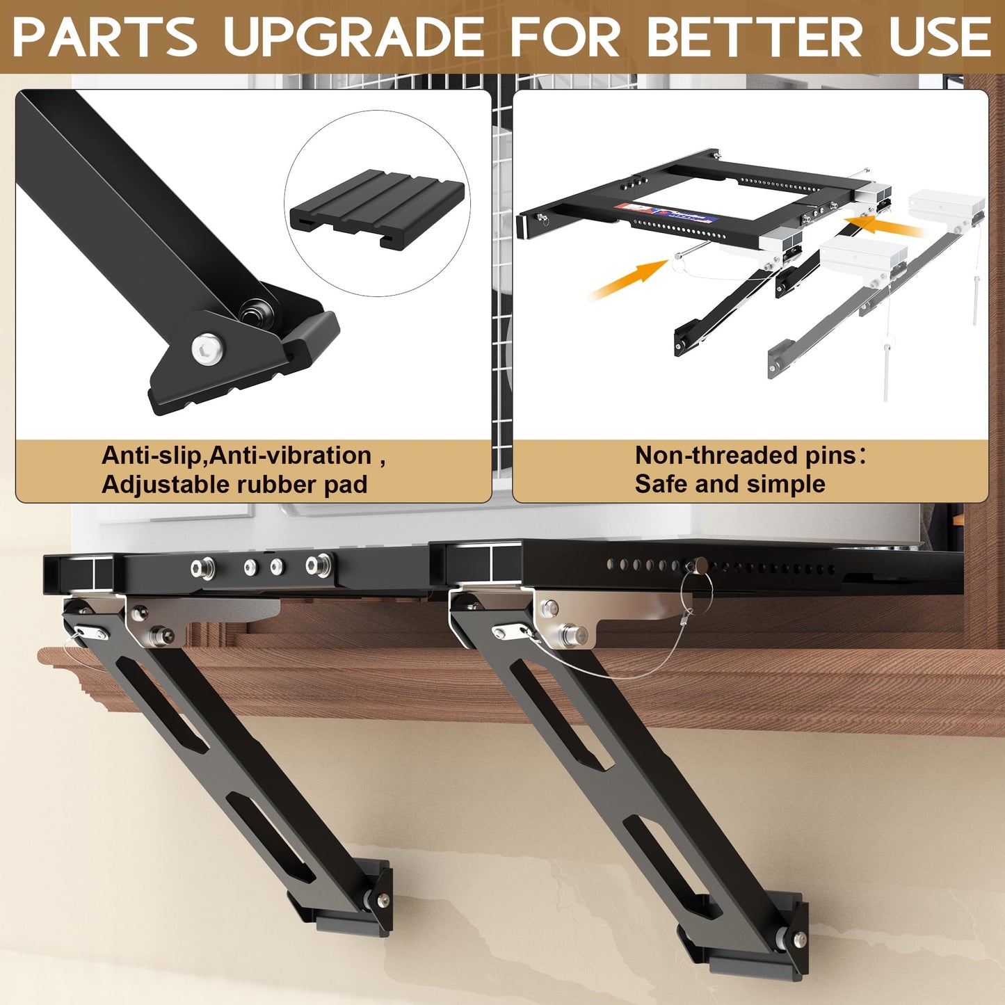 Marudina Adjustable Window AC Bracket, Quick Installation in 3minutes Without Drilling, Upgraded Extra Large Adjustment Range, Air Conditioner Support Bracket No Drill w/ Max Load Capacity of 300 lbs