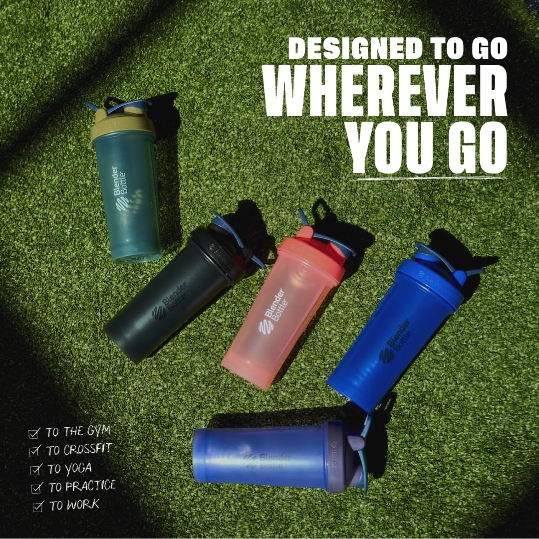 BlenderBottle Classic V2 Shaker Bottle Perfect for Protein Shakes and Pre Workout, 20-Ounce (3 Pack), Red, Green, Plum
