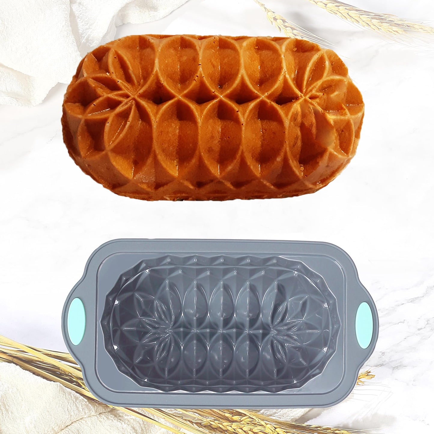 Tongjude 4 Piece Silicone Loaf Pan for Baking, Non-Stick Kitchen Oven Bread Pan, Perfect for Banana Bread, Sandwich, Pound Cake and Meatloaf, 6 Cups, Grey