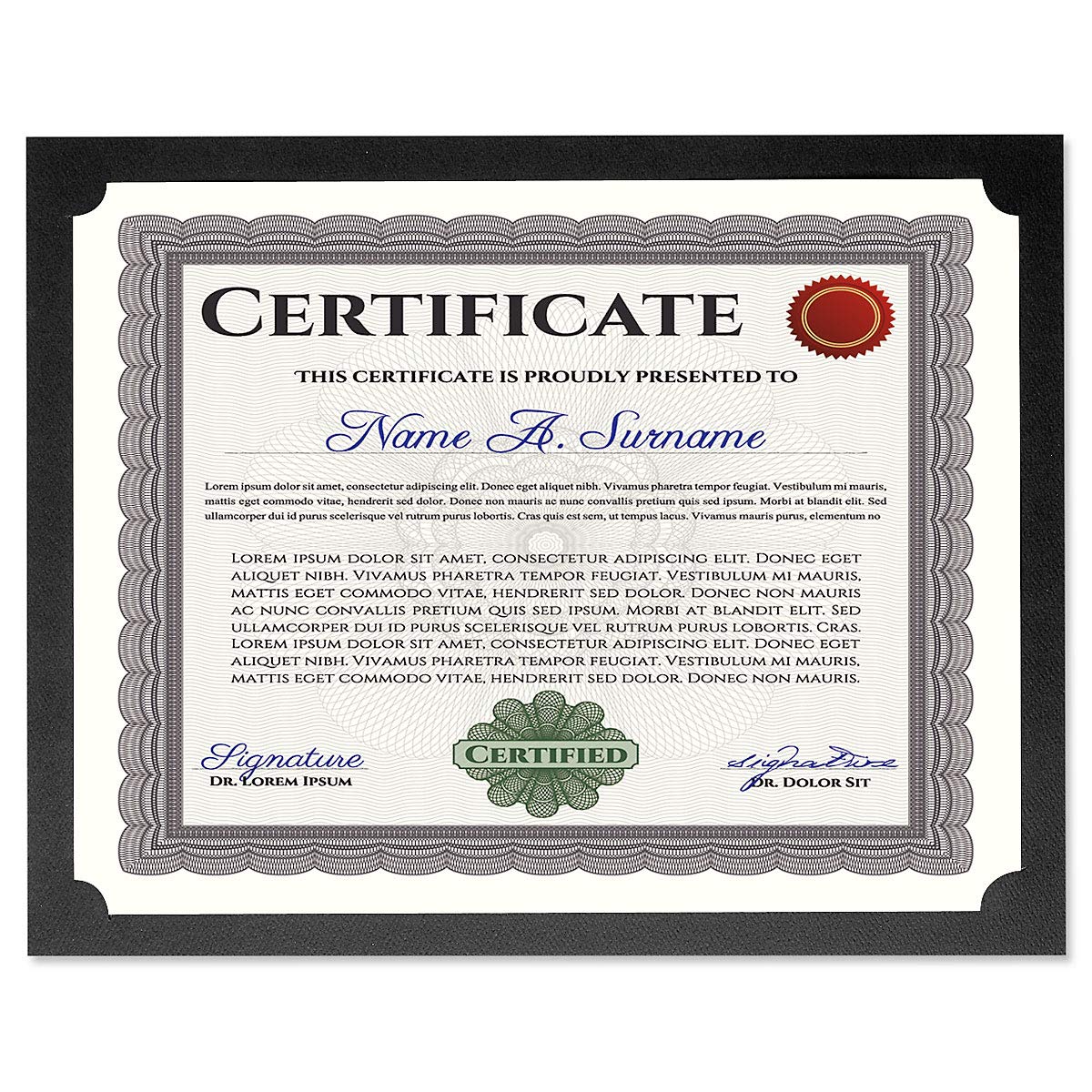 Plain Black Certificate Holders - Pack of 50, Linen Cover 80 lb. Stock, Single-Sided, Die-Cut Corners, for Office, Business Awards, Graduation, School Diploma Holder, 9-1/2" x 12" (Set of 50)